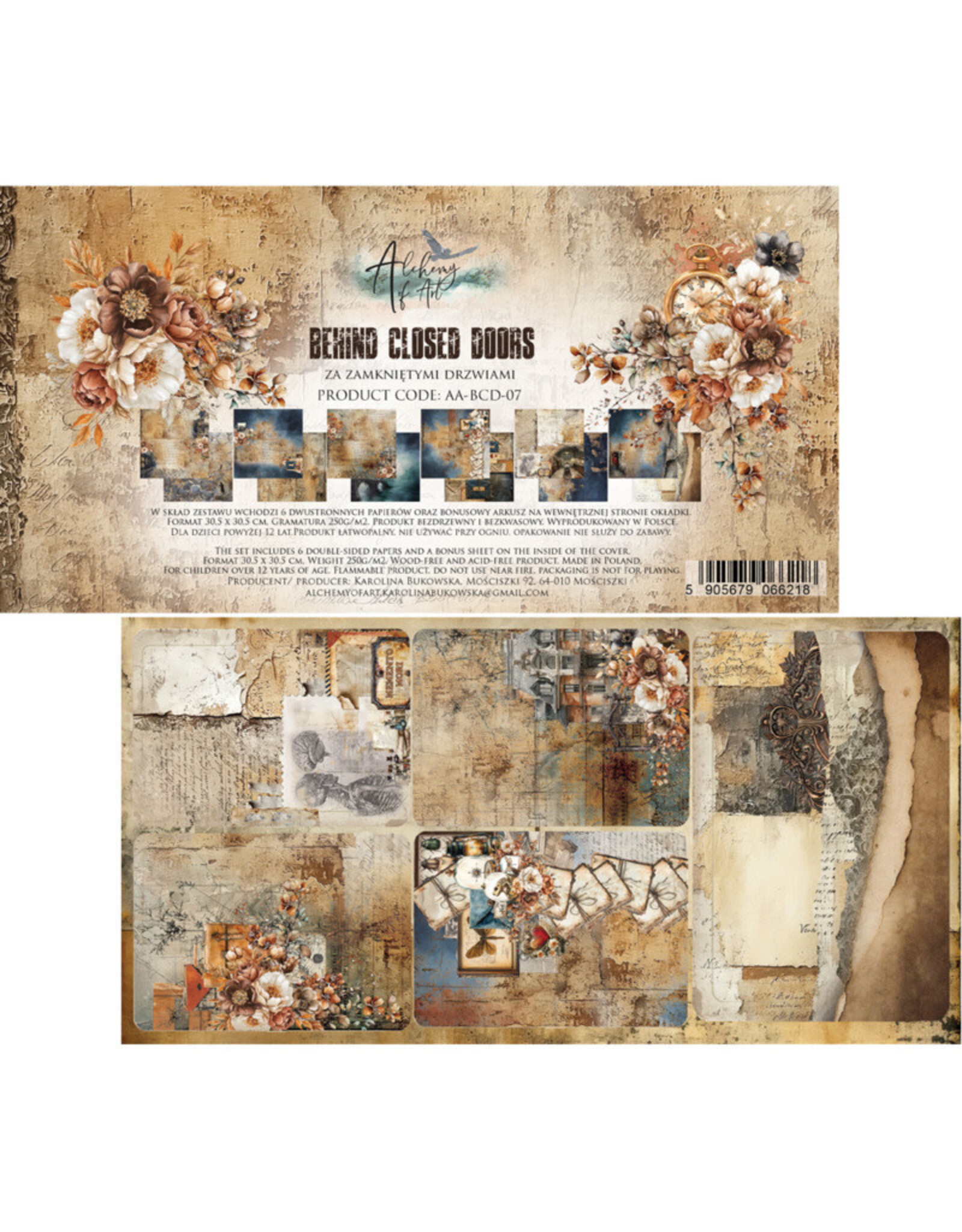 ALCHEMY OF ART ALCHEMY OF ART BEHIND CLOSED DOORS 12x12 PAPER PACK 6 SHEETS