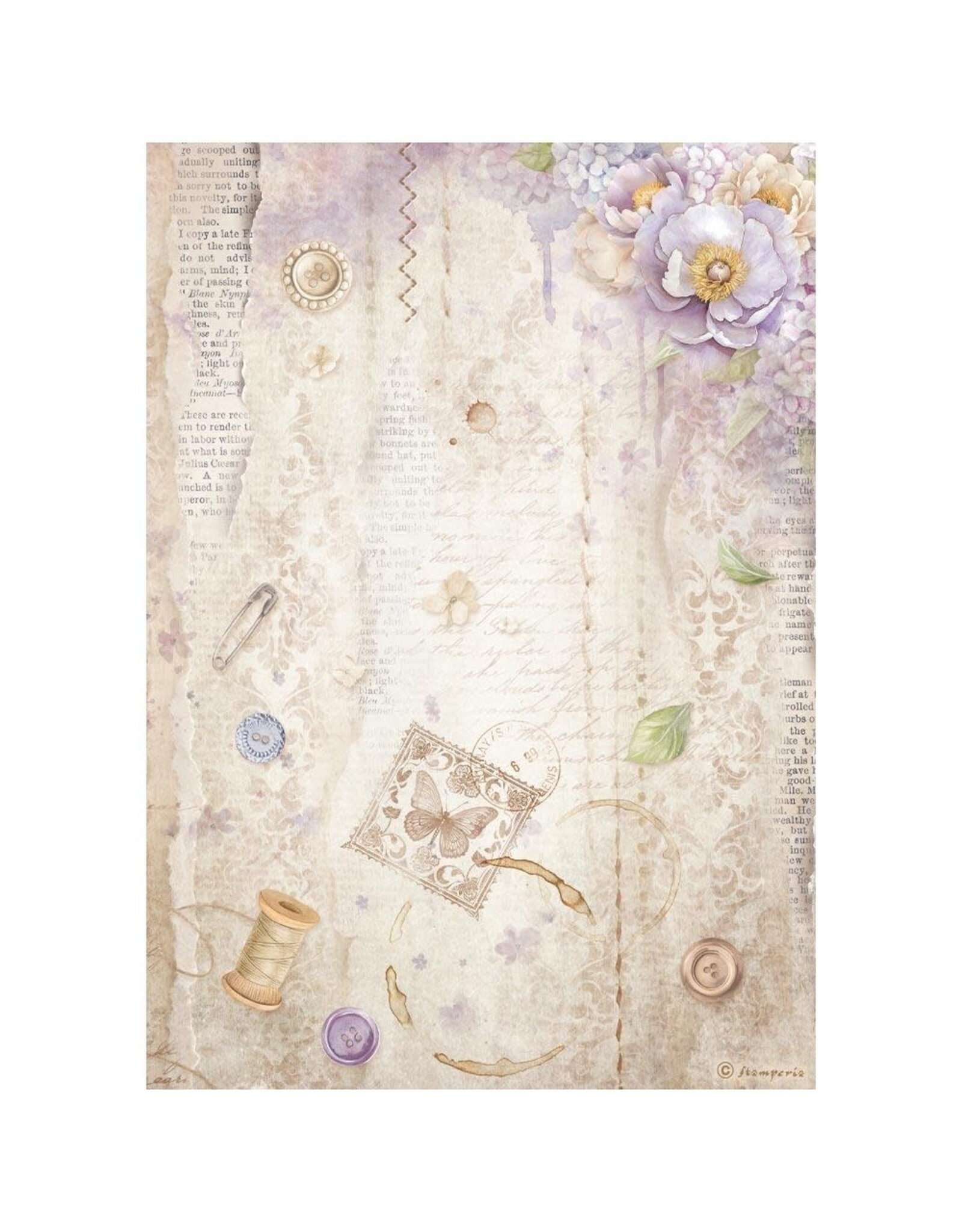 STAMPERIA STAMPERIA QUIET DAYS ASSORTED A4 RICE PAPER 6/PK