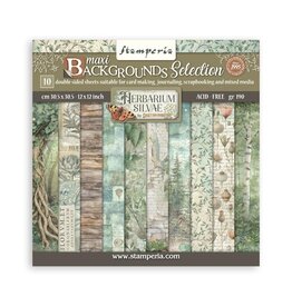 STAMPERIA STAMPERIA HERBARIUM SILVAE BACKGROUNDS SELECTION 12x12 PAPER PACK 10 SHEETS