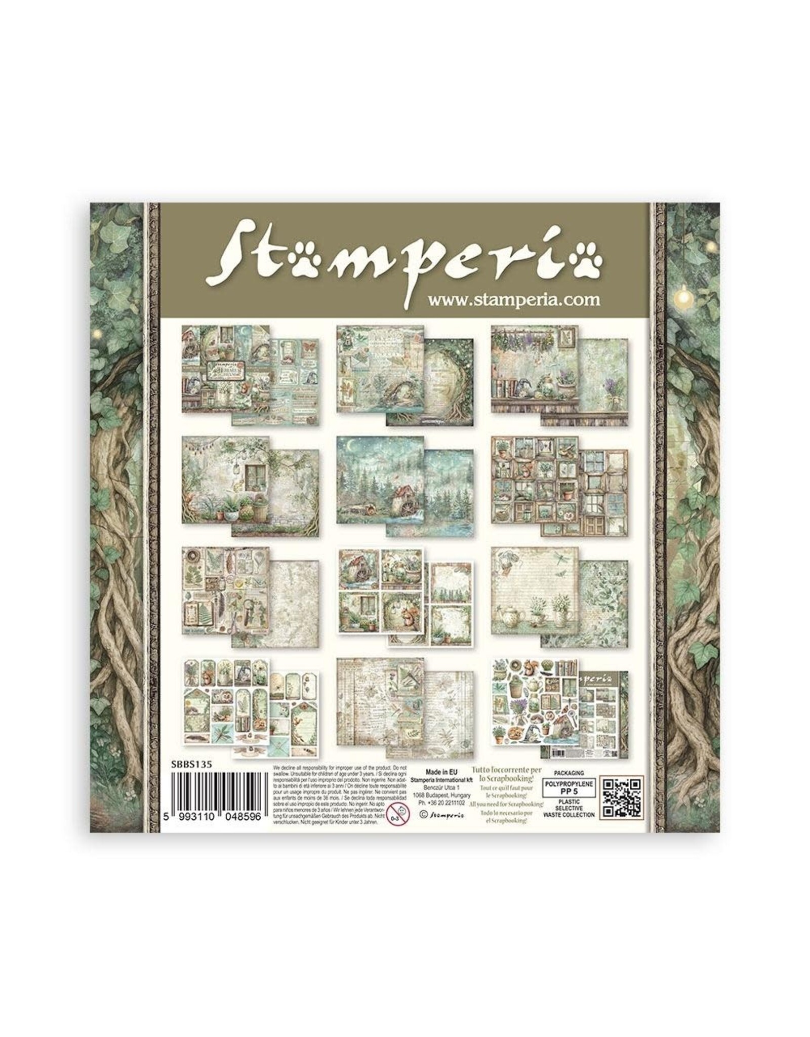 STAMPERIA STAMPERIA HERBARIUM SILVAE 8x8 PAPER PACK 10 SHEETS