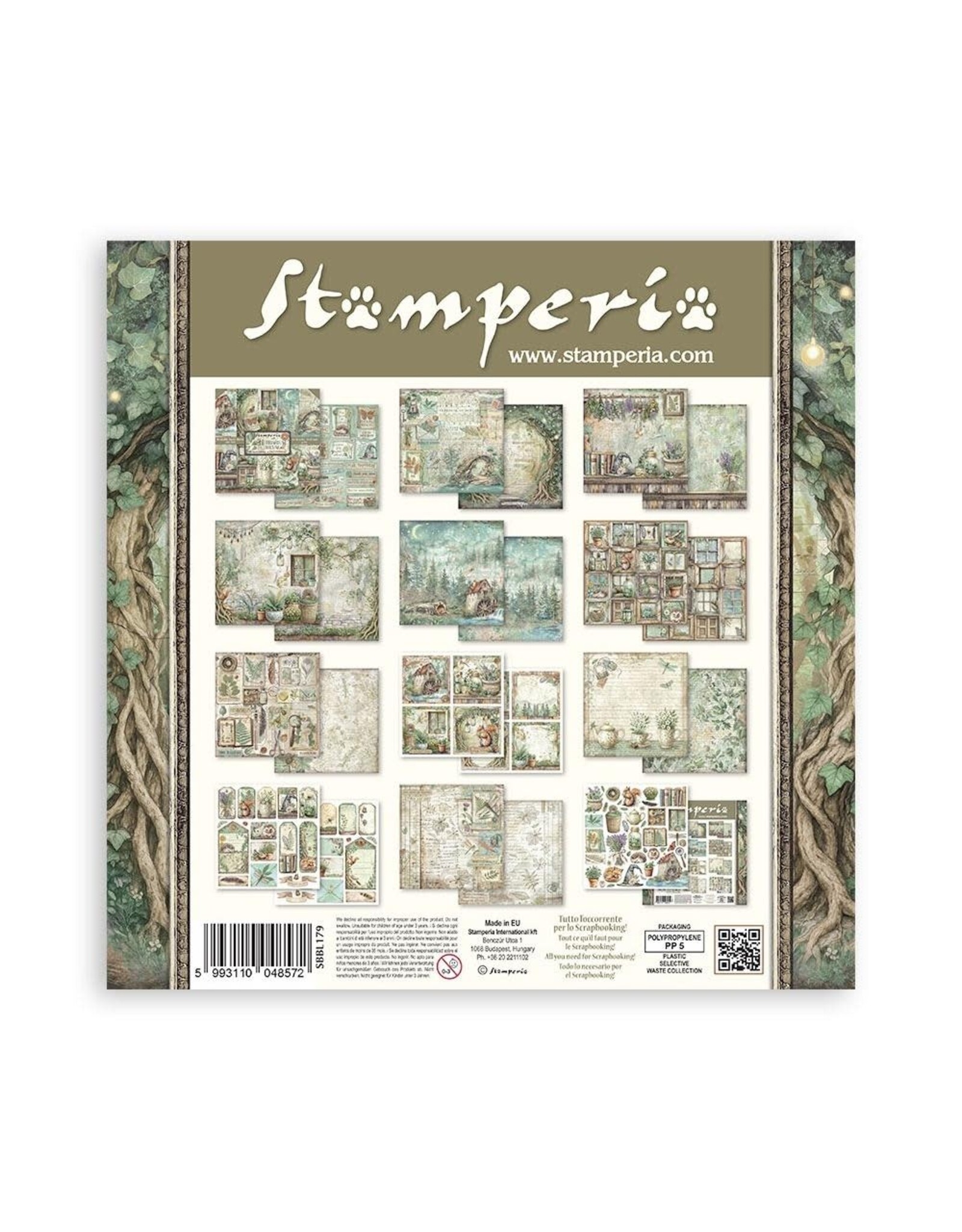 STAMPERIA STAMPERIA HERBARIUM SILVAE 12x12 COLLECTION PACK 10 SHEETS