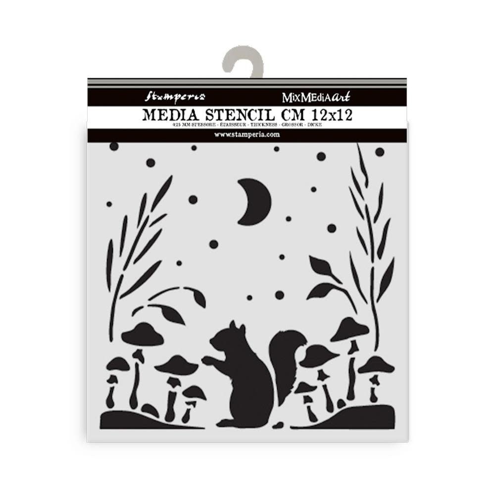STAMPERIA STAMPERIA HERBARIUM SILVAE SQUIRREL 12x12cm STENCIL