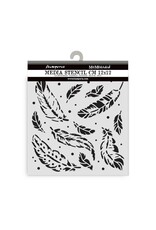 STAMPERIA STAMPERIA HERBARIUM SILVAE FEATHER PATTERN 12x12cm STENCIL