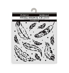 STAMPERIA STAMPERIA HERBARIUM SILVAE FEATHER PATTERN 12x12cm STENCIL
