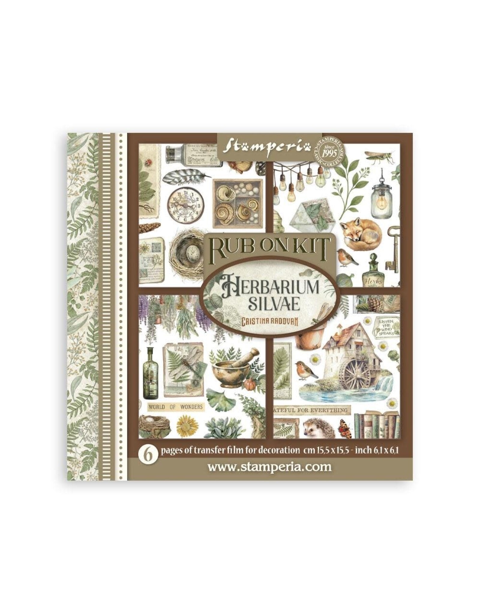STAMPERIA STAMPERIA HERBARIUM SILVAE ASSORTED RUB-ONS 6/PK