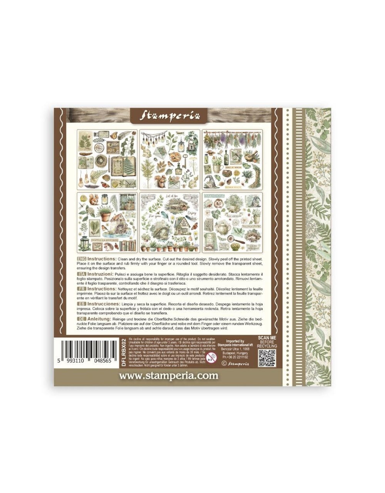 STAMPERIA STAMPERIA HERBARIUM SILVAE ASSORTED RUB-ONS 6/PK