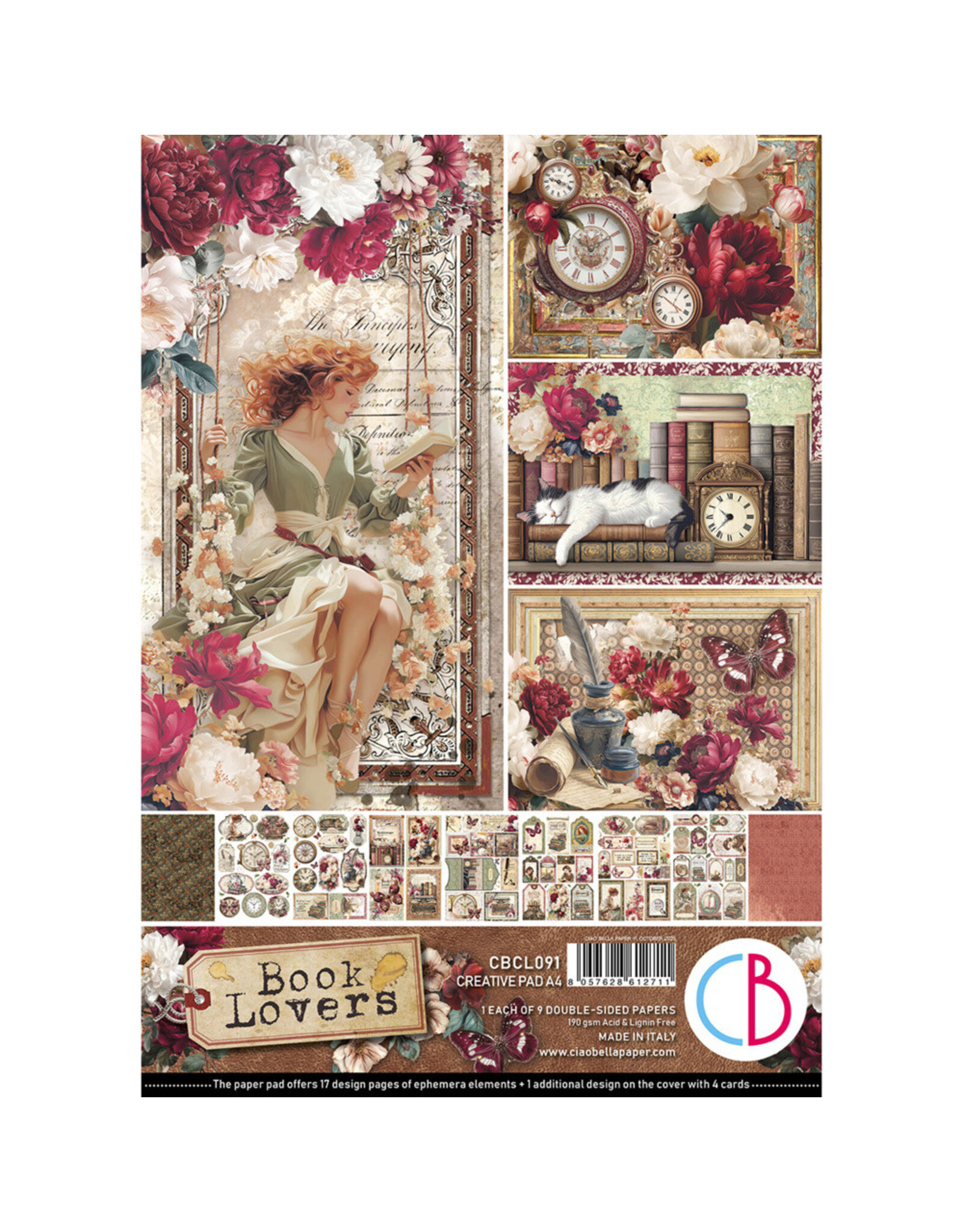 CIAO BELLA CIAO BELLA BOOK LOVERS A4 CREATIVE PAD 9 SHEETS