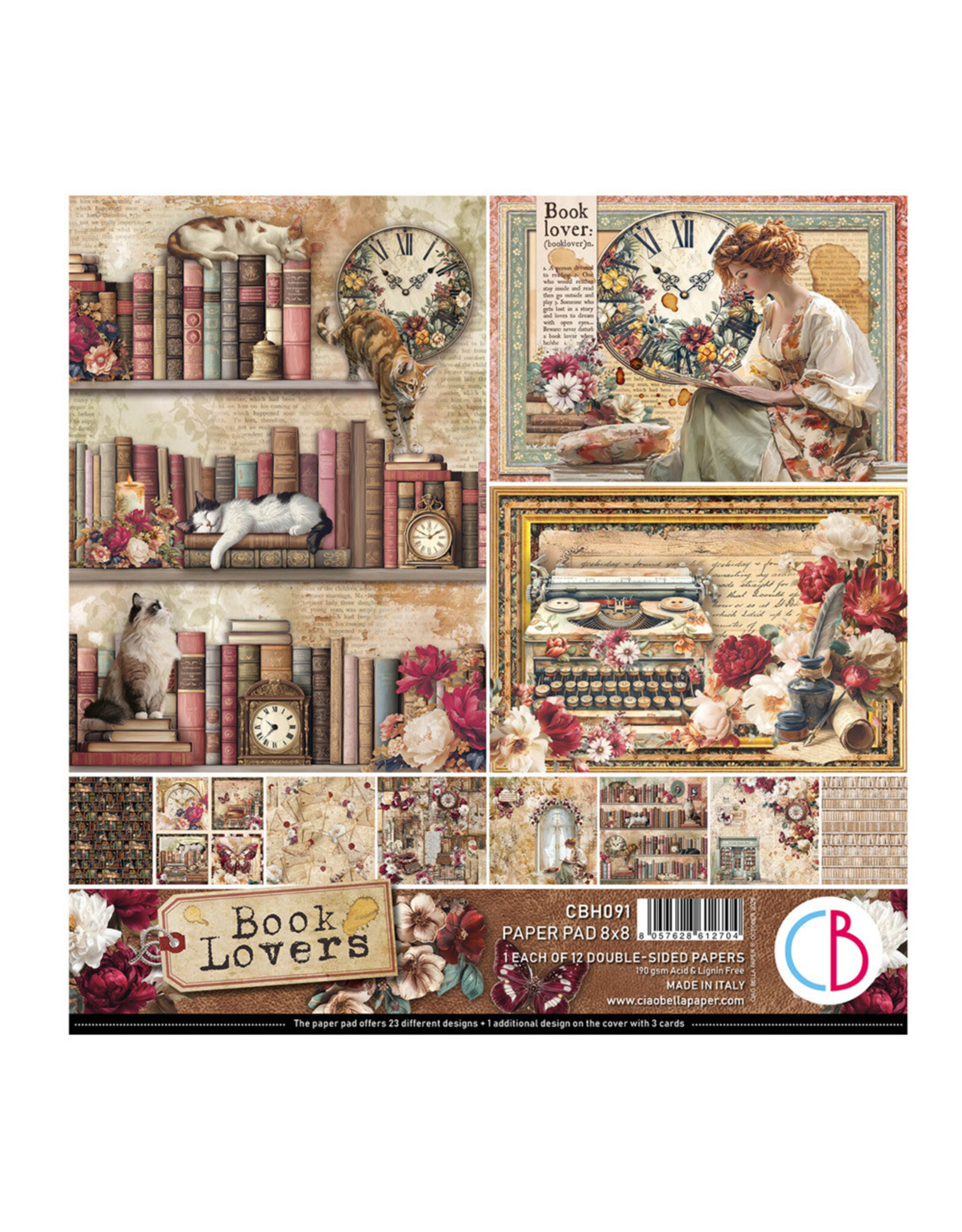 CIAO BELLA CIAO BELLA BOOK LOVERS 8x8 PAPER PAD 12 SHEETS