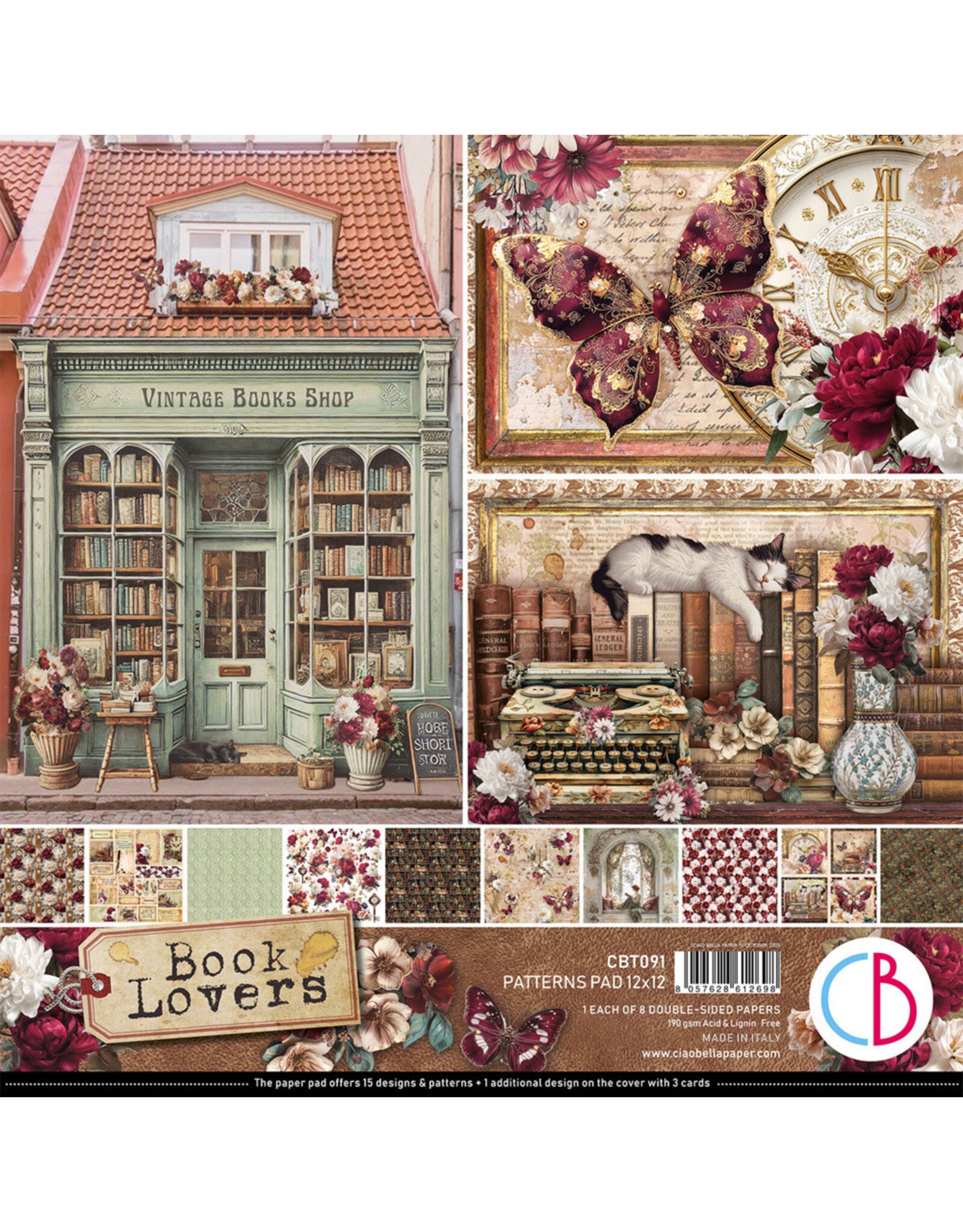 CIAO BELLA CIAO BELLA BOOK LOVERS 12x12 PATTERNS PAD 8 SHEETS