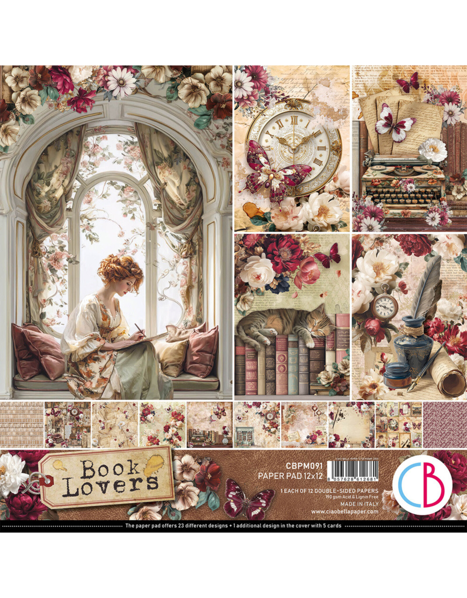 CIAO BELLA CIAO BELLA BOOK LOVERS 12x12 PAPER PAD 12 SHEETS