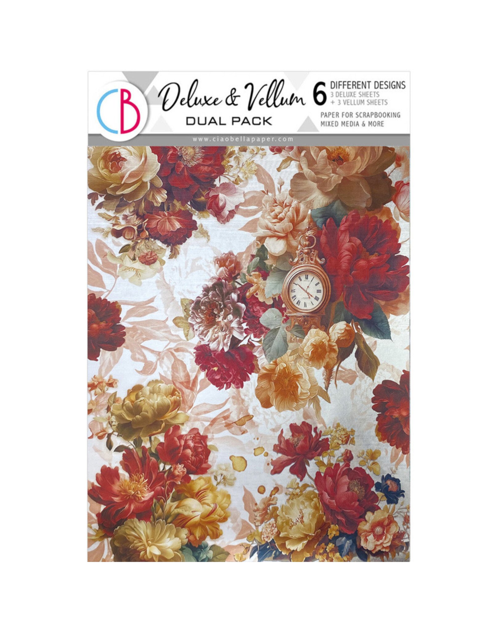 CIAO BELLA CIAO BELLA BOOK LOVERS A4 DELUXE SILVER & VELLUM MIXED PAPER PACK 6 SHEETS