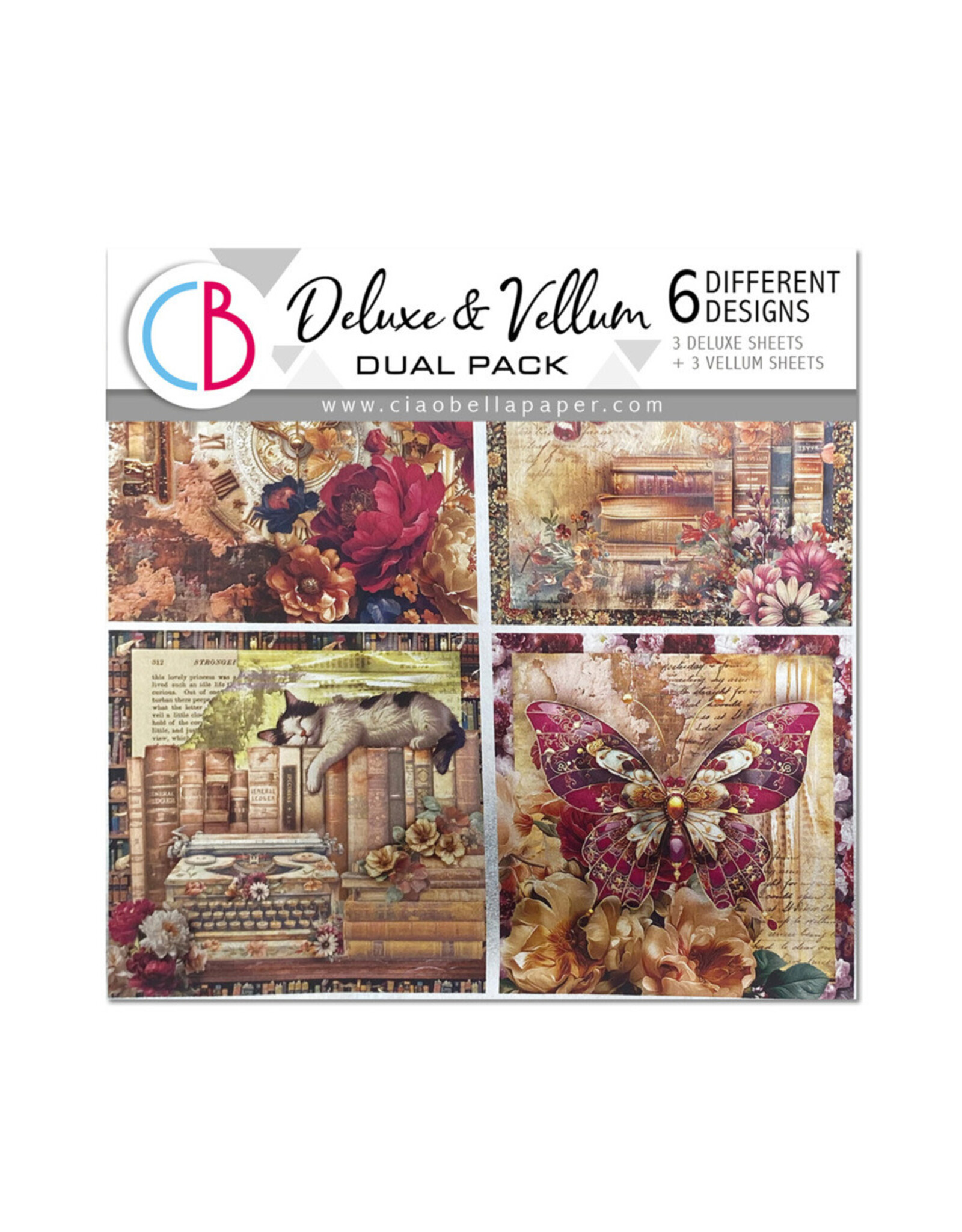 CIAO BELLA CIAO BELLA BOOK LOVERS DELUXE & VELLUM 6x6 PEARL-COPPER PAPER 6 SHEETS