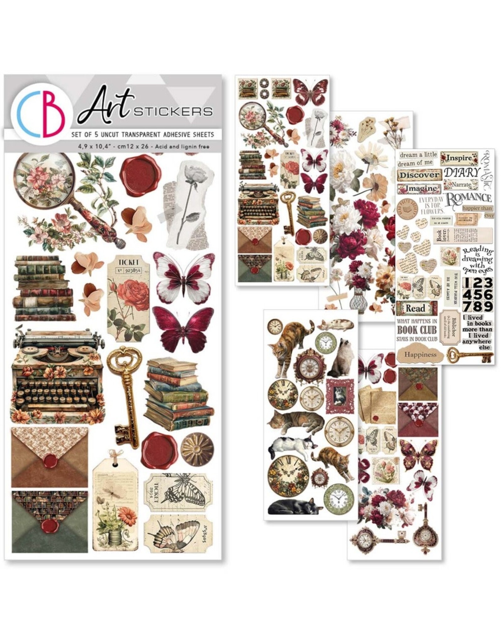 CIAO BELLA CIAO BELLA BOOK LOVERS TRANSPARENT ADHESIVE SHEETS 5/PK