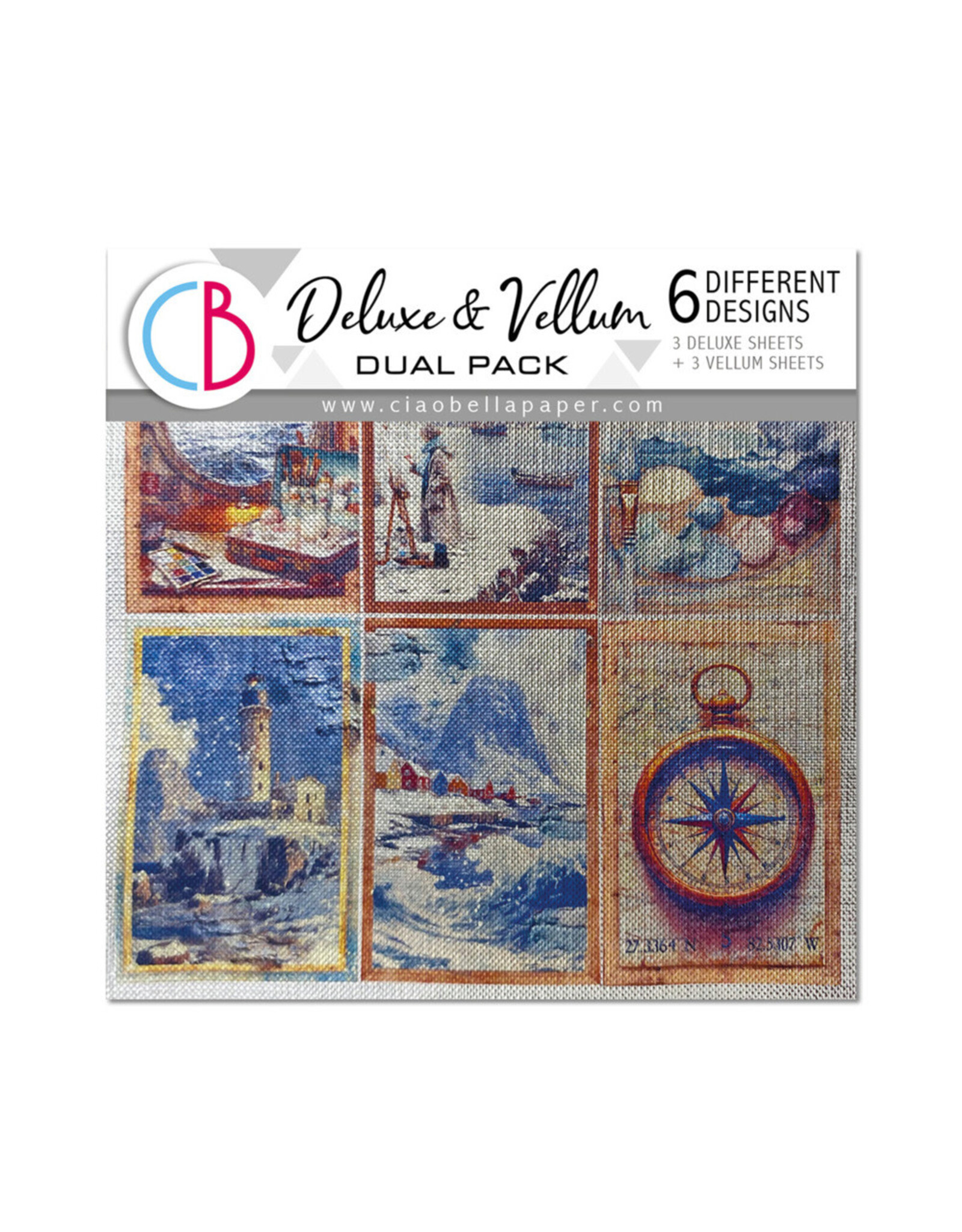 CIAO BELLA CIAO BELLA AR ARTIST JOURNEY 6x6 DELUXE SILVER & VELLUM MIXED PAPER PACK 6 SHEETS
