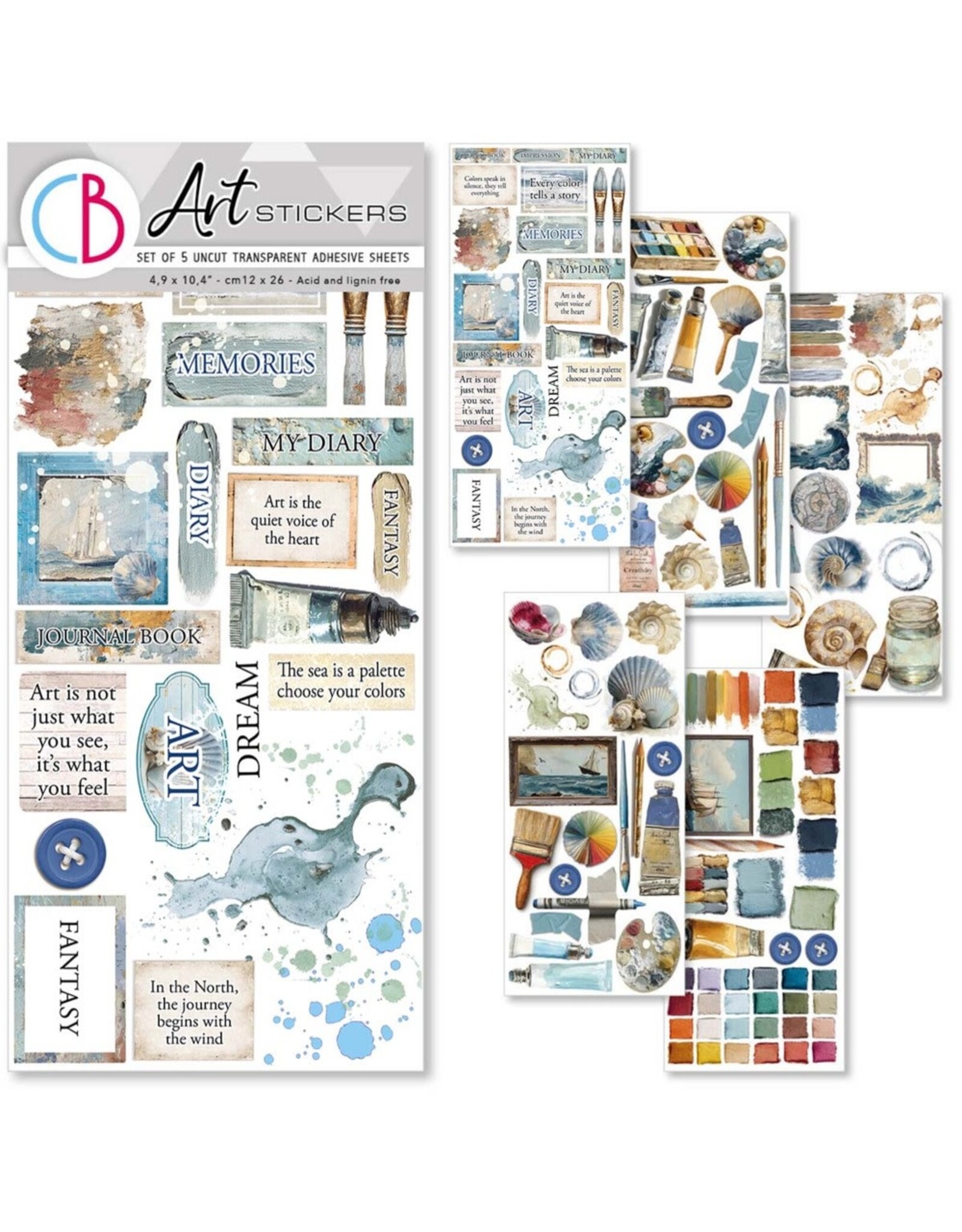 CIAO BELLA CIAO BELLA AN ARTIST JOURNEY TRANSPARENT ADHESIVE SHEETS 5/PK