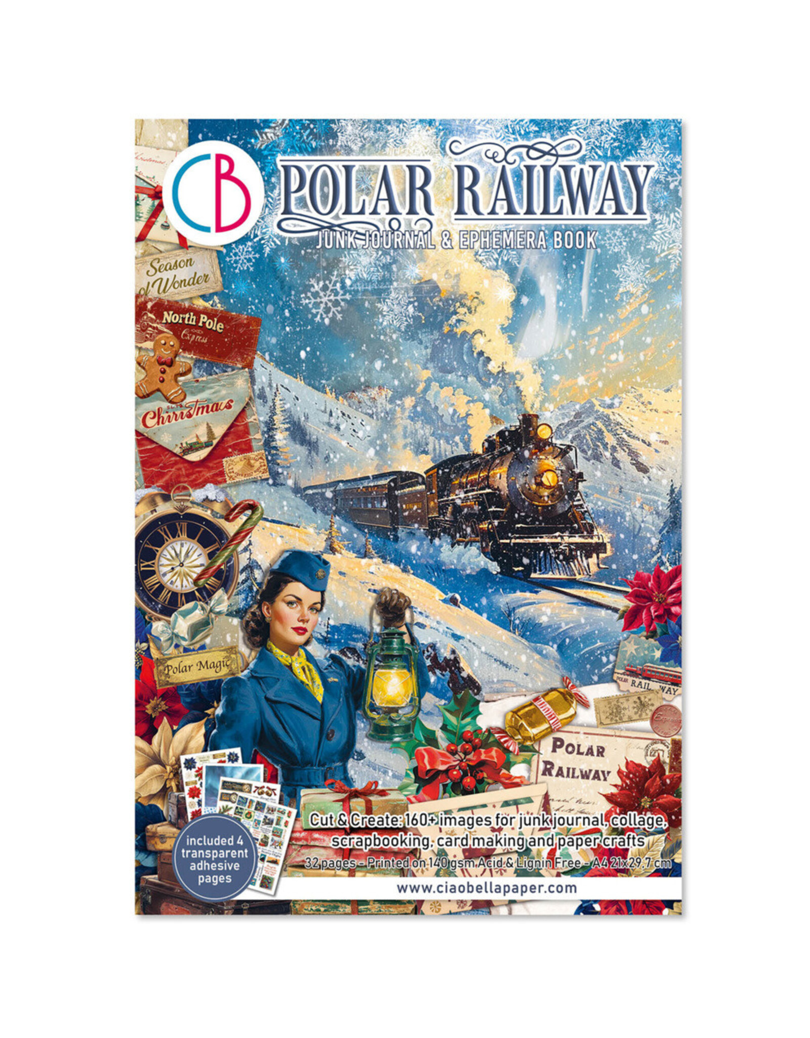 CIAO BELLA CIAO BELLA POLAR RAILWAY JUNK JOURNAL & EPHEMERA 32/PK