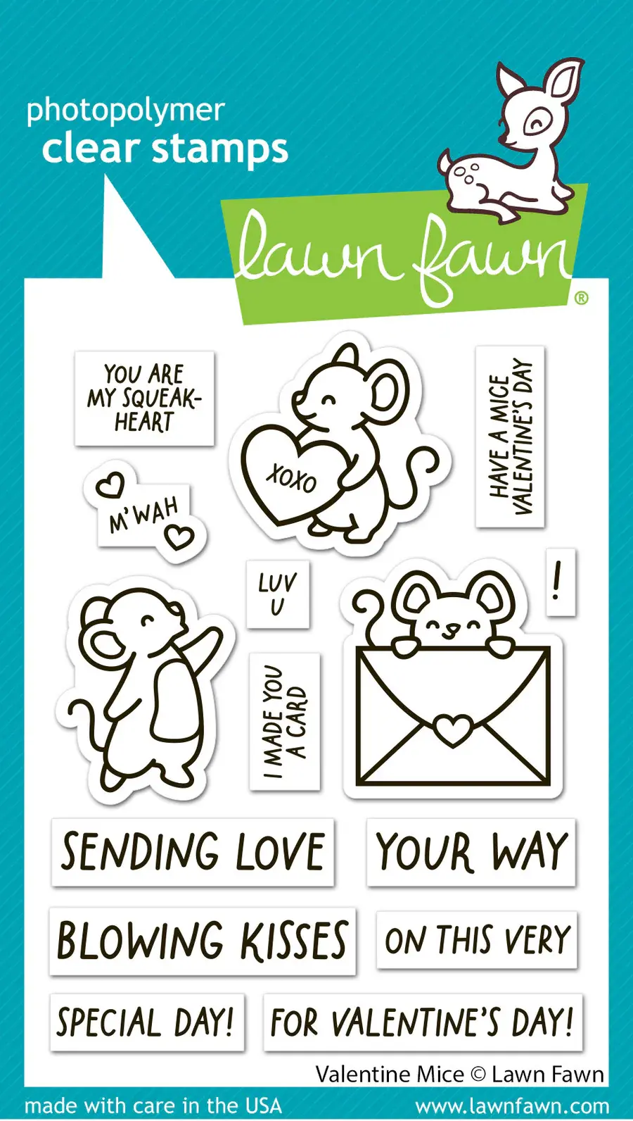 LAWN FAWN LAWN FAWN VALENTINE MICE CLEAR STAMP SET