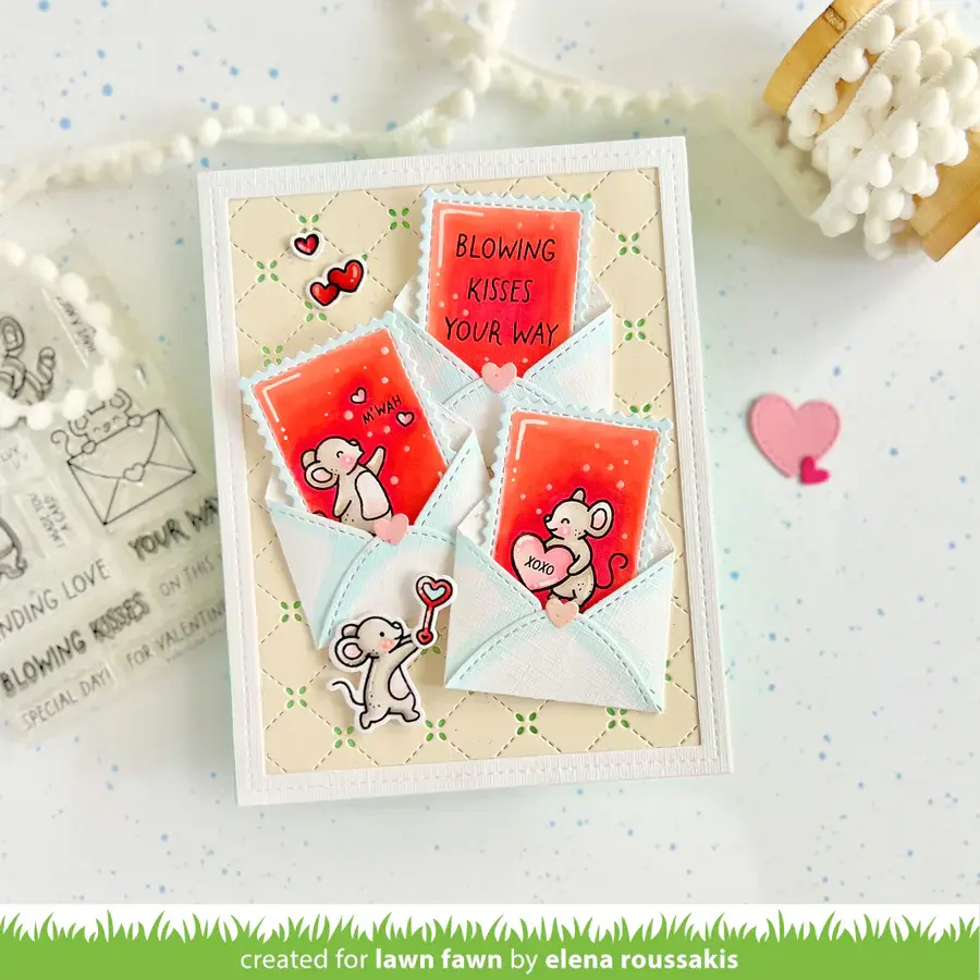 LAWN FAWN LAWN FAWN VALENTINE MICE CLEAR STAMP SET