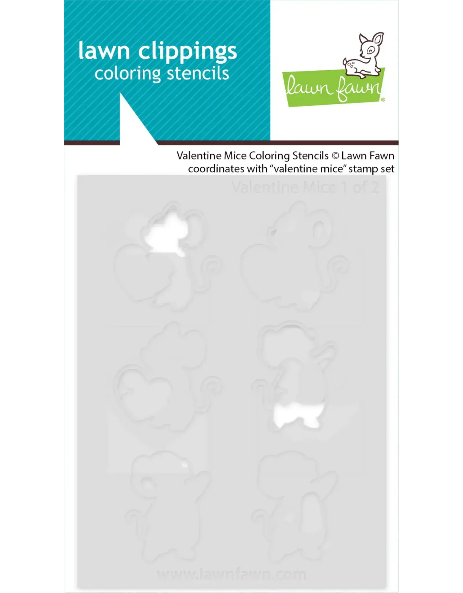 LAWN FAWN LAWN FAWN VALENTINE MICE COLORING STENCIL 2/PK
