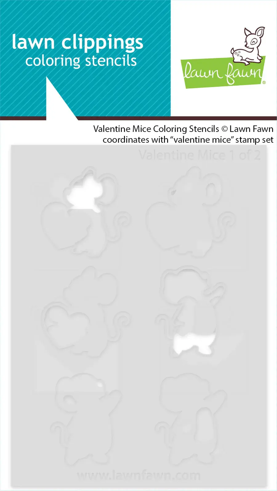 LAWN FAWN LAWN FAWN VALENTINE MICE COLORING STENCIL 2/PK