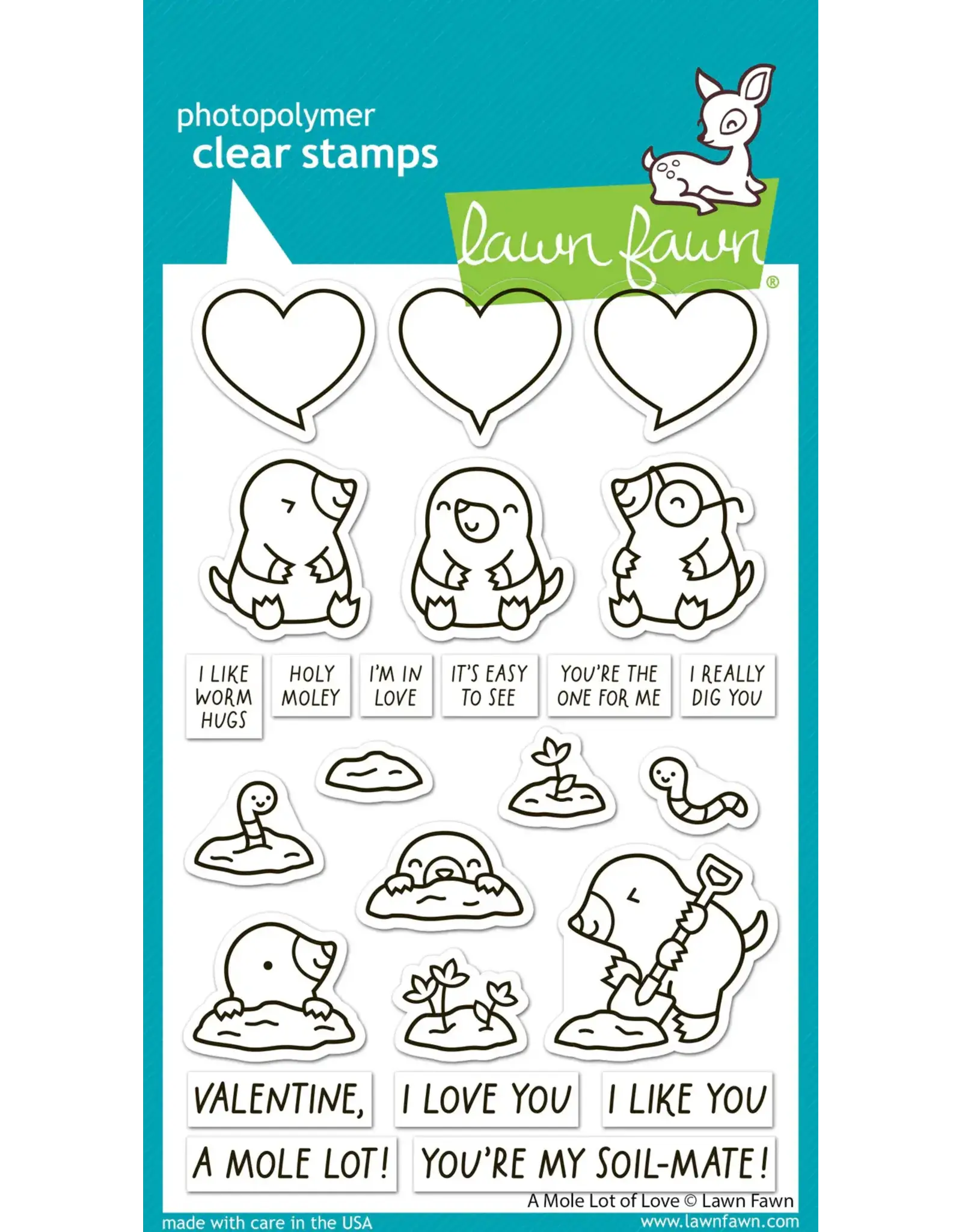 LAWN FAWN LAWN FAWN A MOLE LOT OF LOVE CLEAR STAMP SET