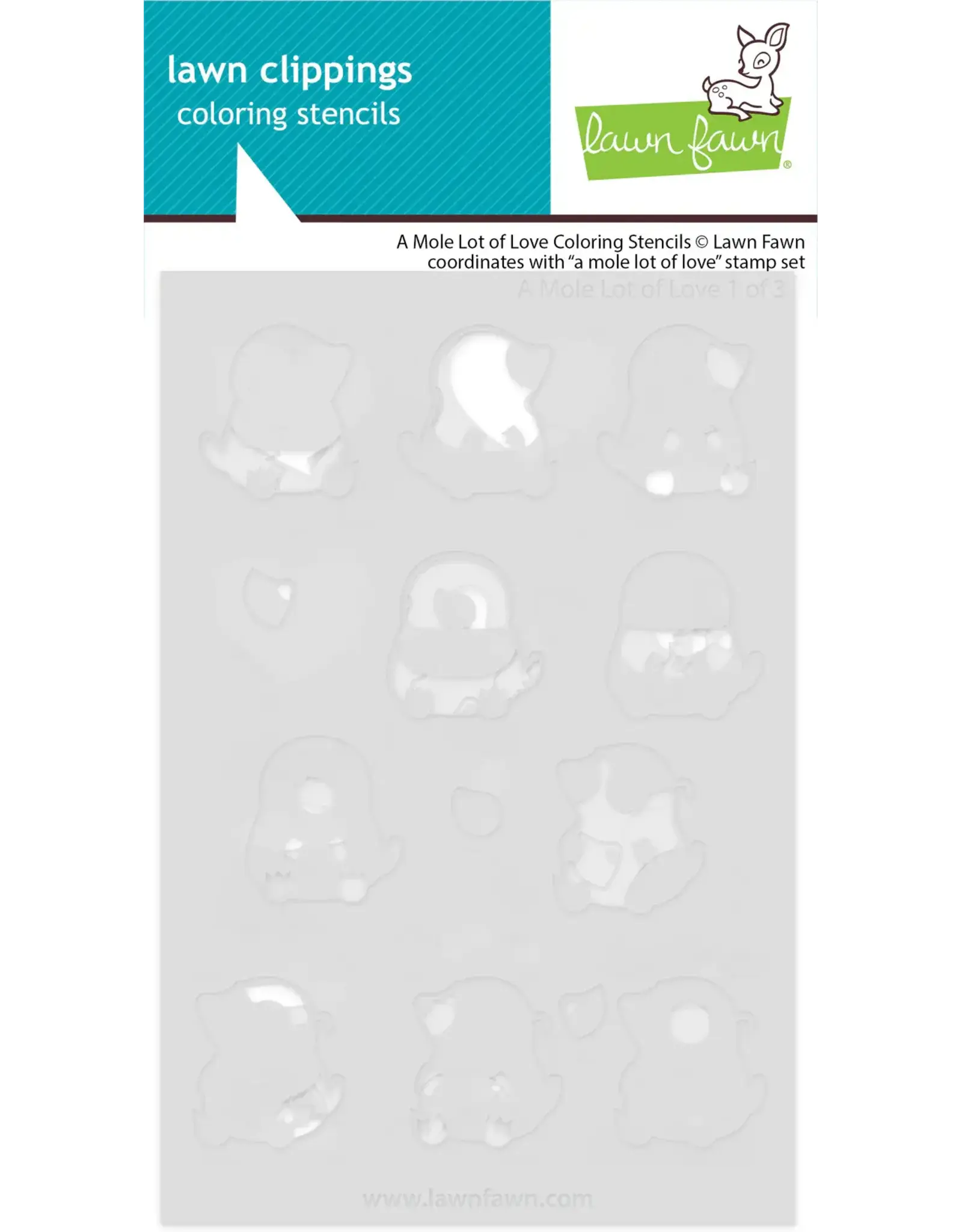 LAWN FAWN LAWN FAWN A MOLE LOT OF LOVE COLORING STENCIL 3/PK