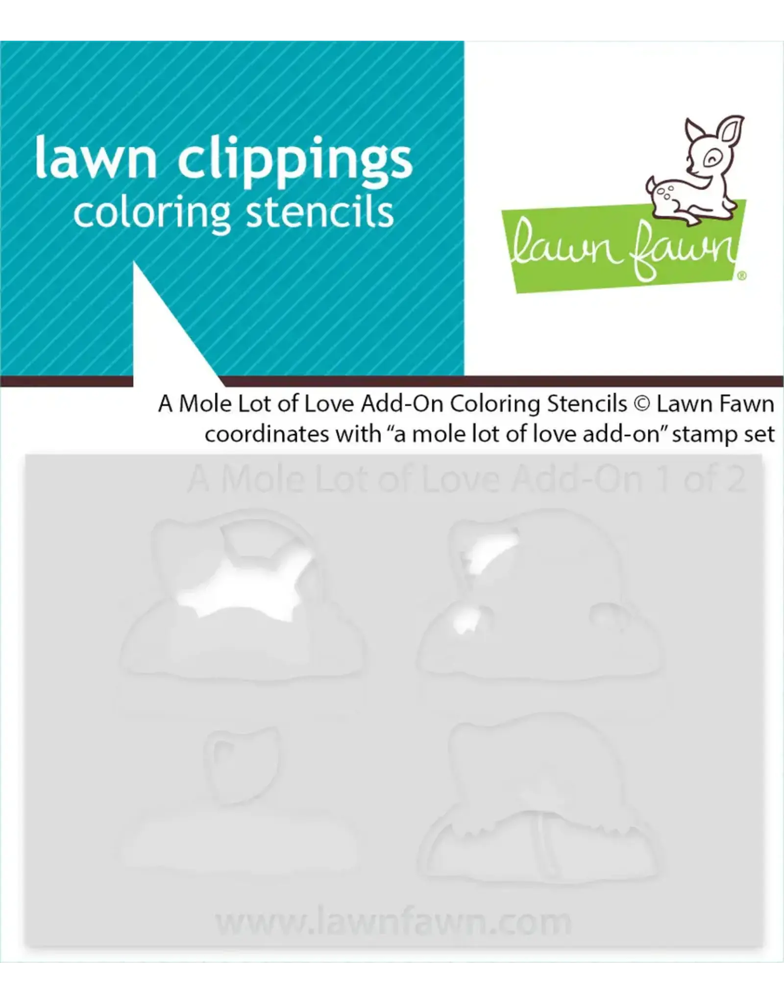 LAWN FAWN LAWN FAWN A MOLE LOT OF LOVE ADD-ON COLORING STENCIL 2/PK