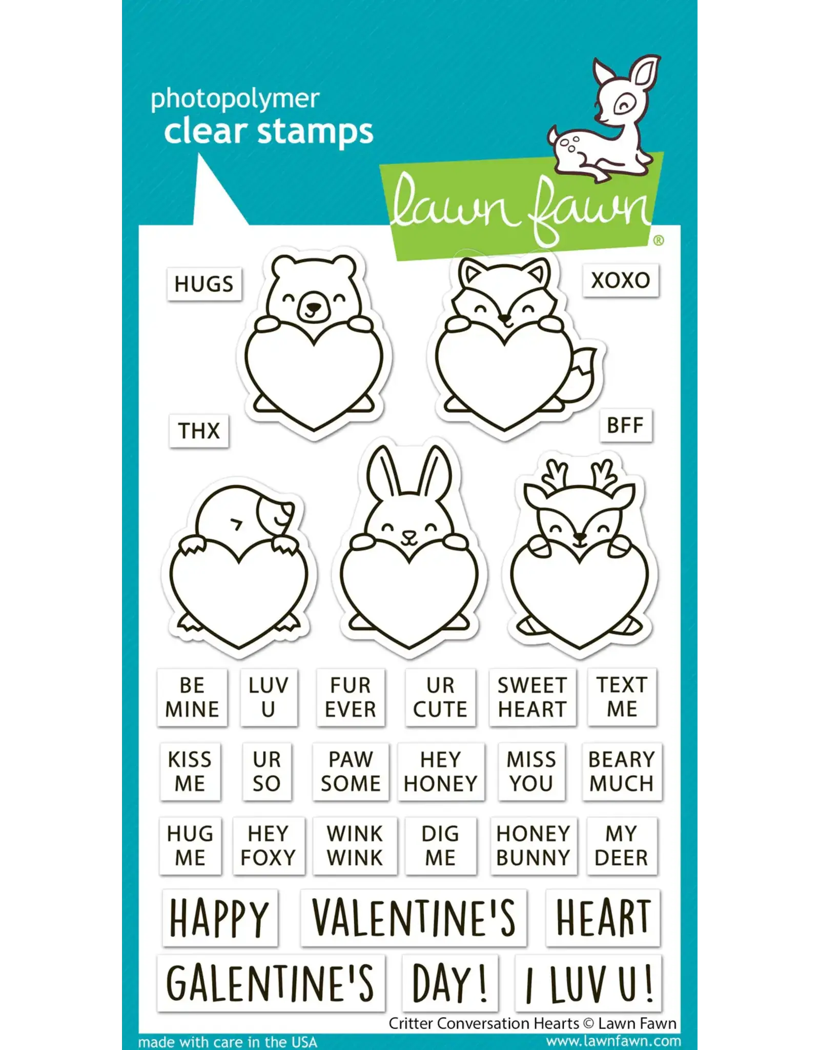 LAWN FAWN LAWN FAWN CRITTER CONVERSATION HEARTS CLEAR STAMP SET