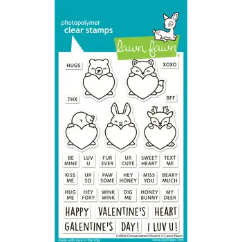 LAWN FAWN LAWN FAWN CRITTER CONVERSATION HEARTS CLEAR STAMP SET