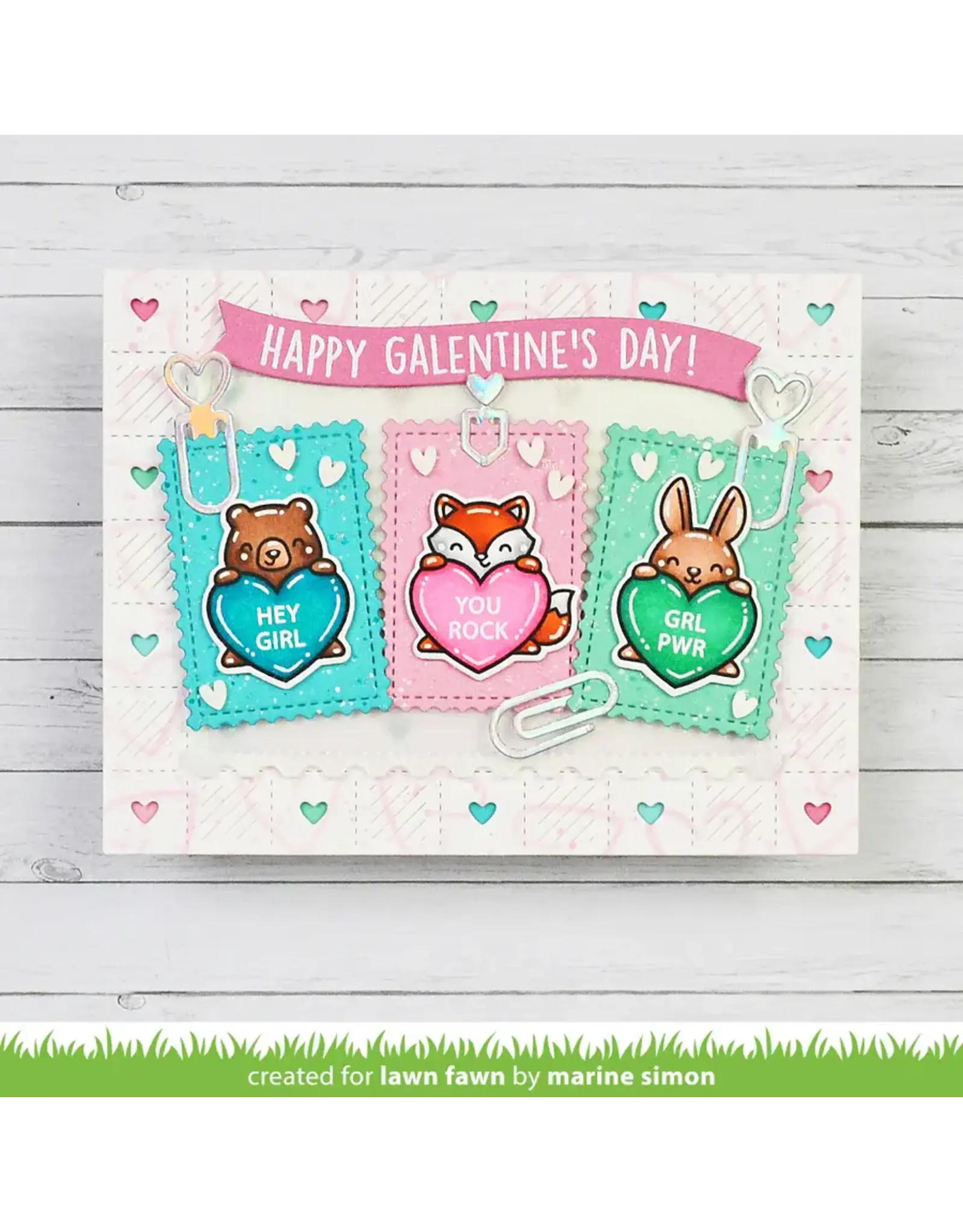 LAWN FAWN LAWN FAWN CRITTER CONVERSATION HEARTS CLEAR STAMP SET