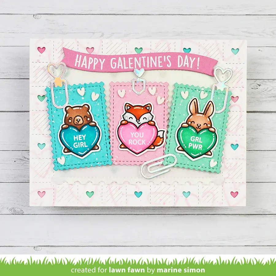 LAWN FAWN LAWN FAWN CRITTER CONVERSATION HEARTS CLEAR STAMP SET