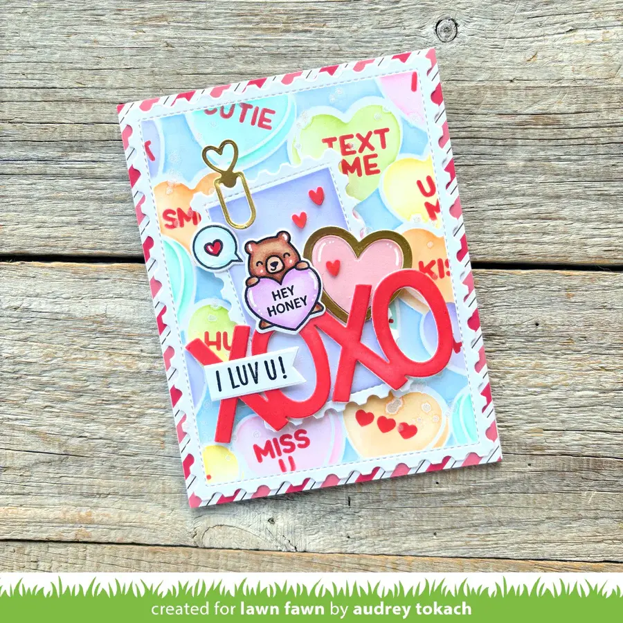 LAWN FAWN LAWN FAWN CRITTER CONVERSATION HEARTS CLEAR STAMP SET