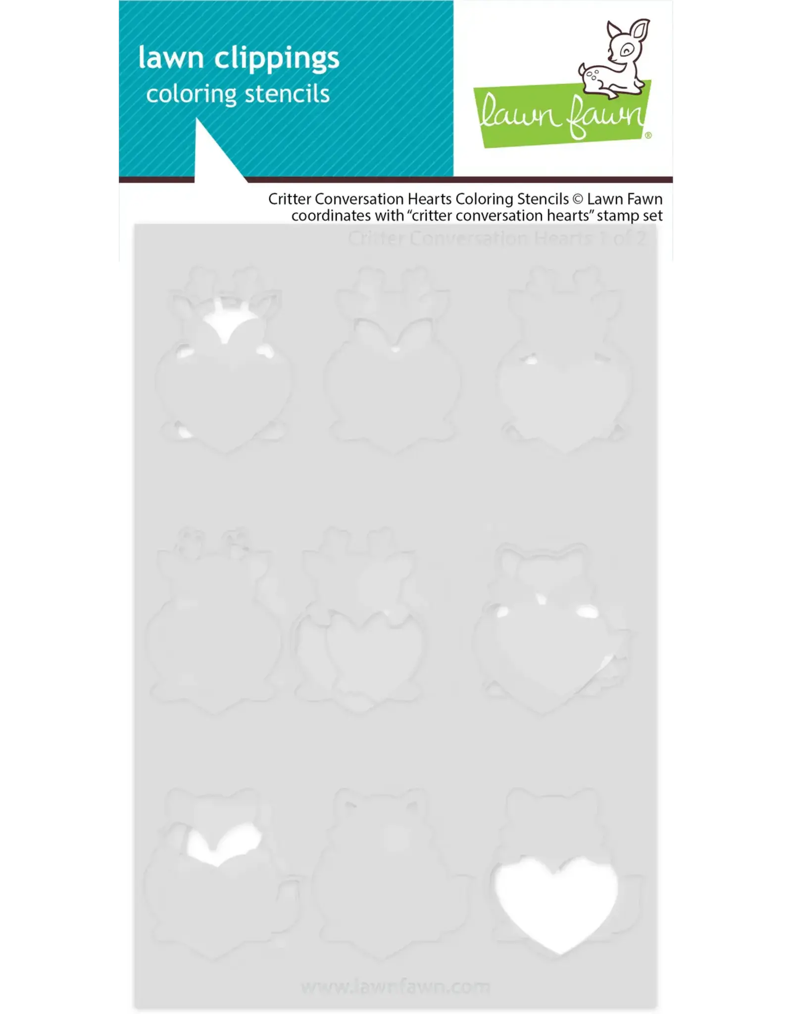 LAWN FAWN LAWN FAWN CRITTER CONVERSATION HEARTS COLORING STENCIL 2/PK