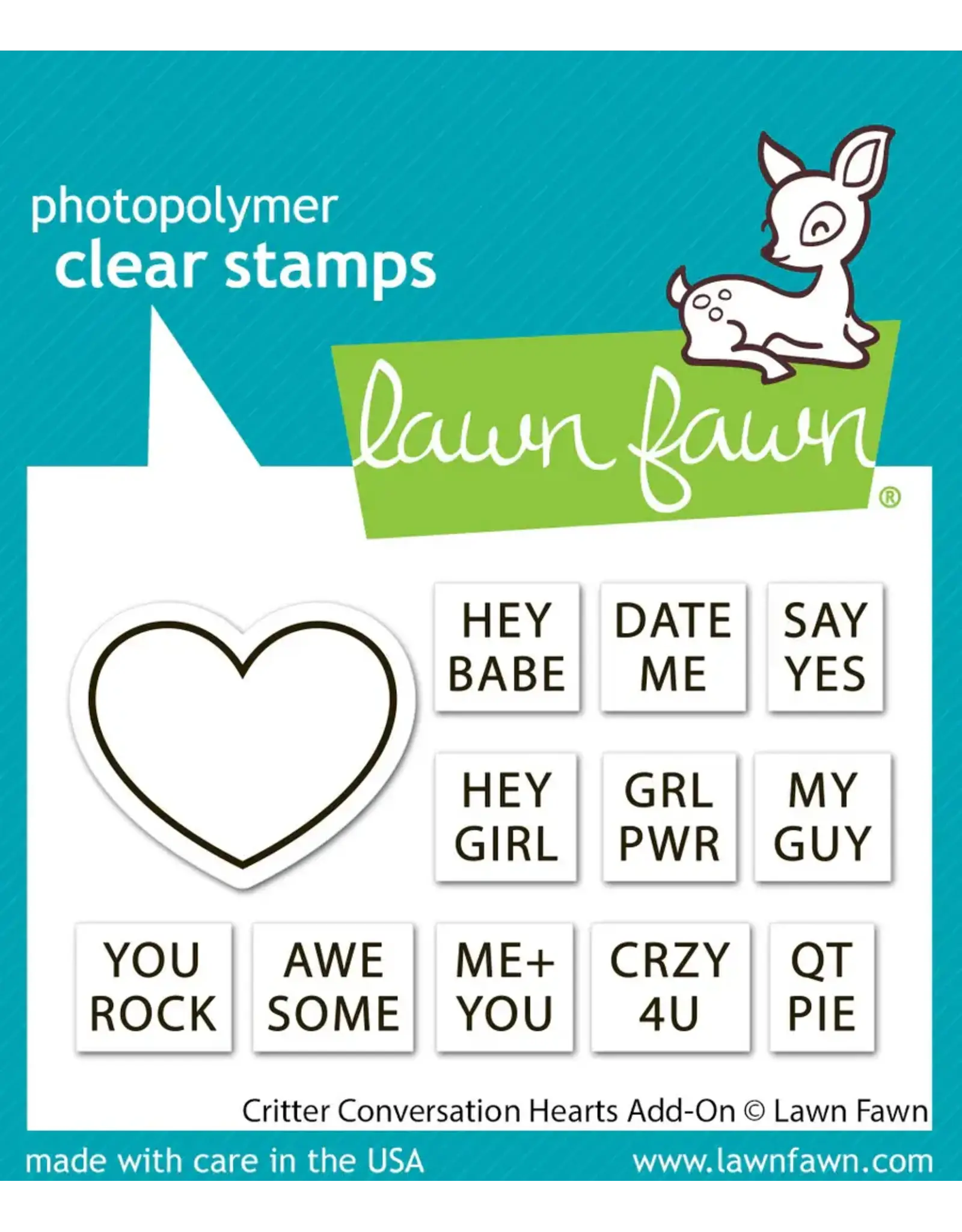 LAWN FAWN LAWN FAWN CRITTER CONVERSATION HEARTS ADD-ON CLEAR STAMP SET