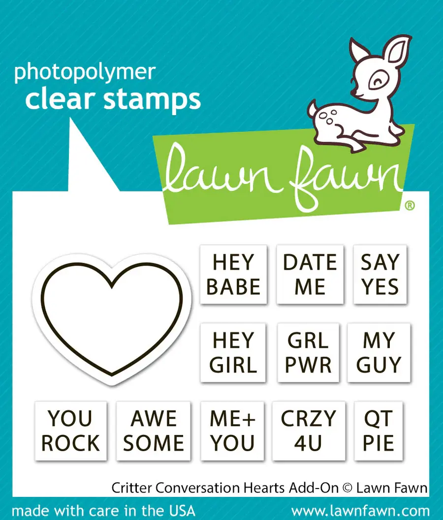 LAWN FAWN LAWN FAWN CRITTER CONVERSATION HEARTS ADD-ON CLEAR STAMP SET