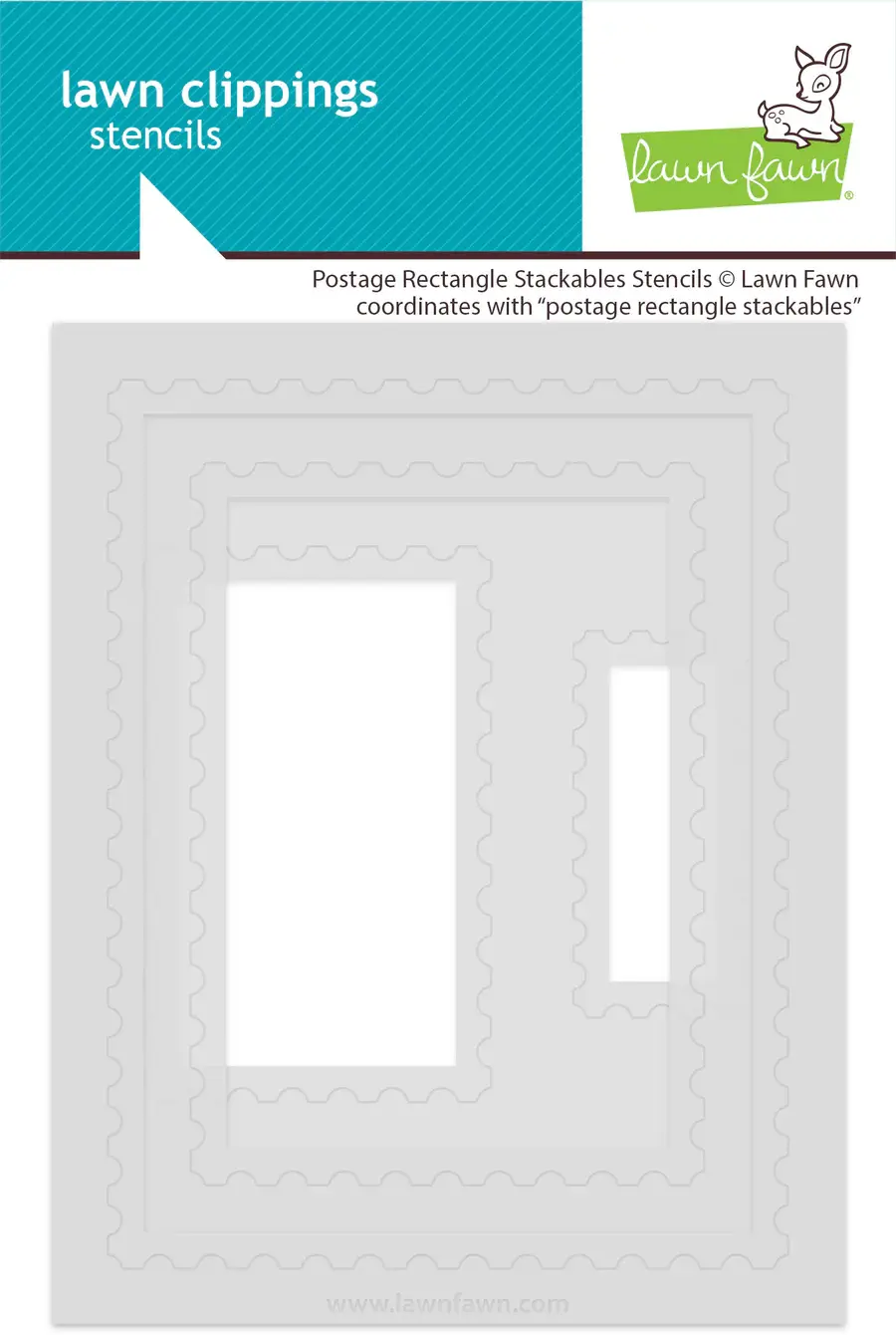 LAWN FAWN LAWN FAWN POSTAGE RECTANGLE STACKABLES STENCIL SET