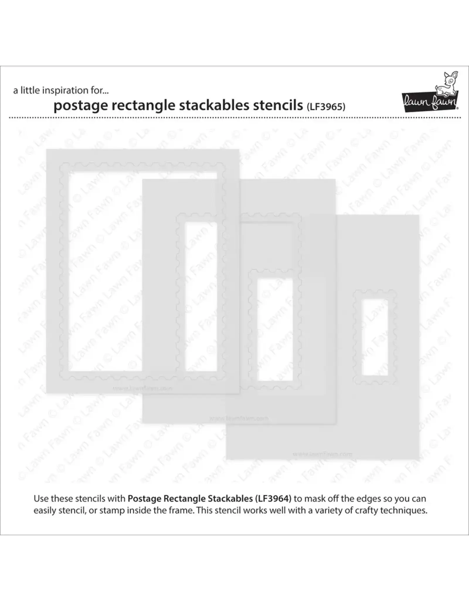 LAWN FAWN LAWN FAWN POSTAGE RECTANGLE STACKABLES STENCIL SET