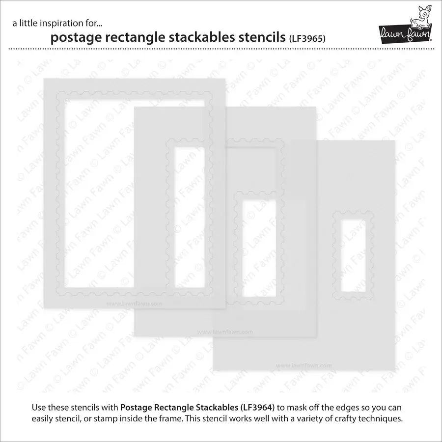 LAWN FAWN LAWN FAWN POSTAGE RECTANGLE STACKABLES STENCIL SET