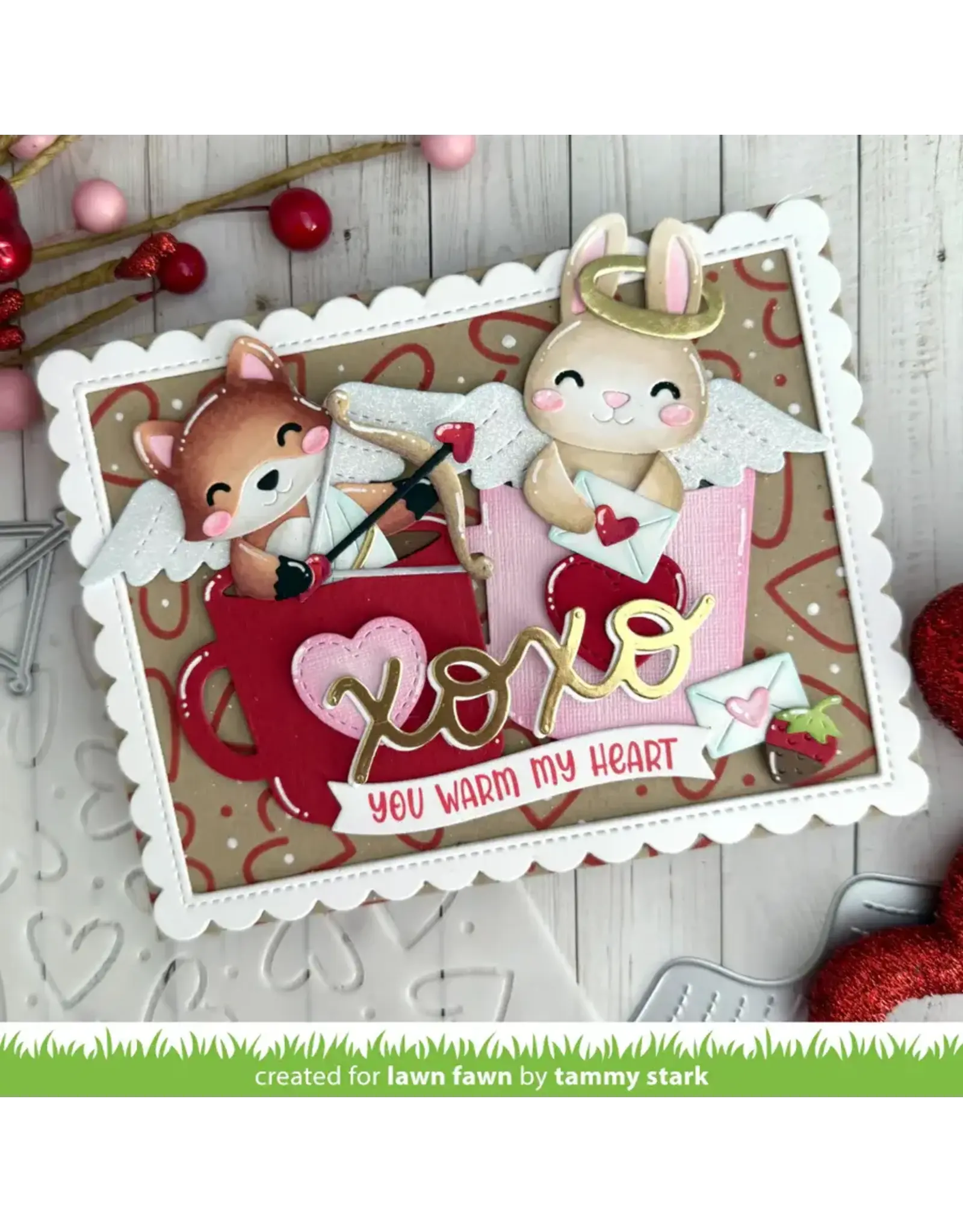 LAWN FAWN LAWN FAWN OUTLINE HEARTS 6x6 STENCIL