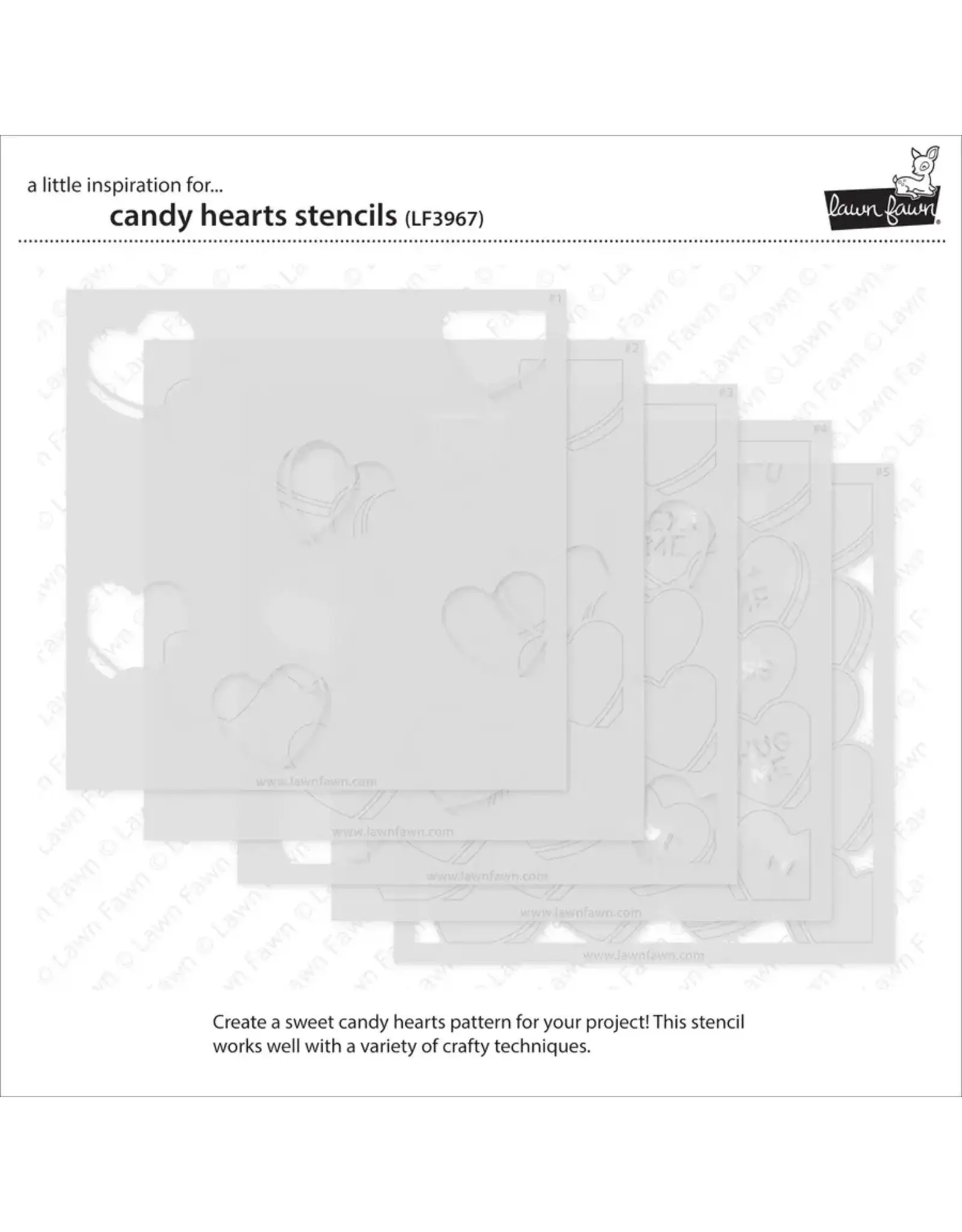 LAWN FAWN LAWN FAWN CANDY HEARTS 6x6 STENCIL SET 5/PK