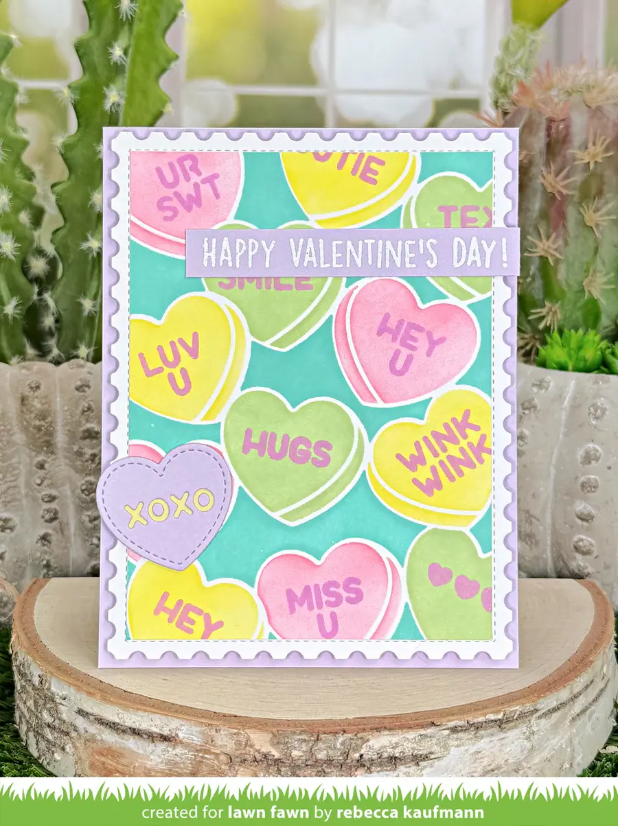 LAWN FAWN LAWN FAWN CANDY HEARTS 6x6 STENCIL SET 5/PK