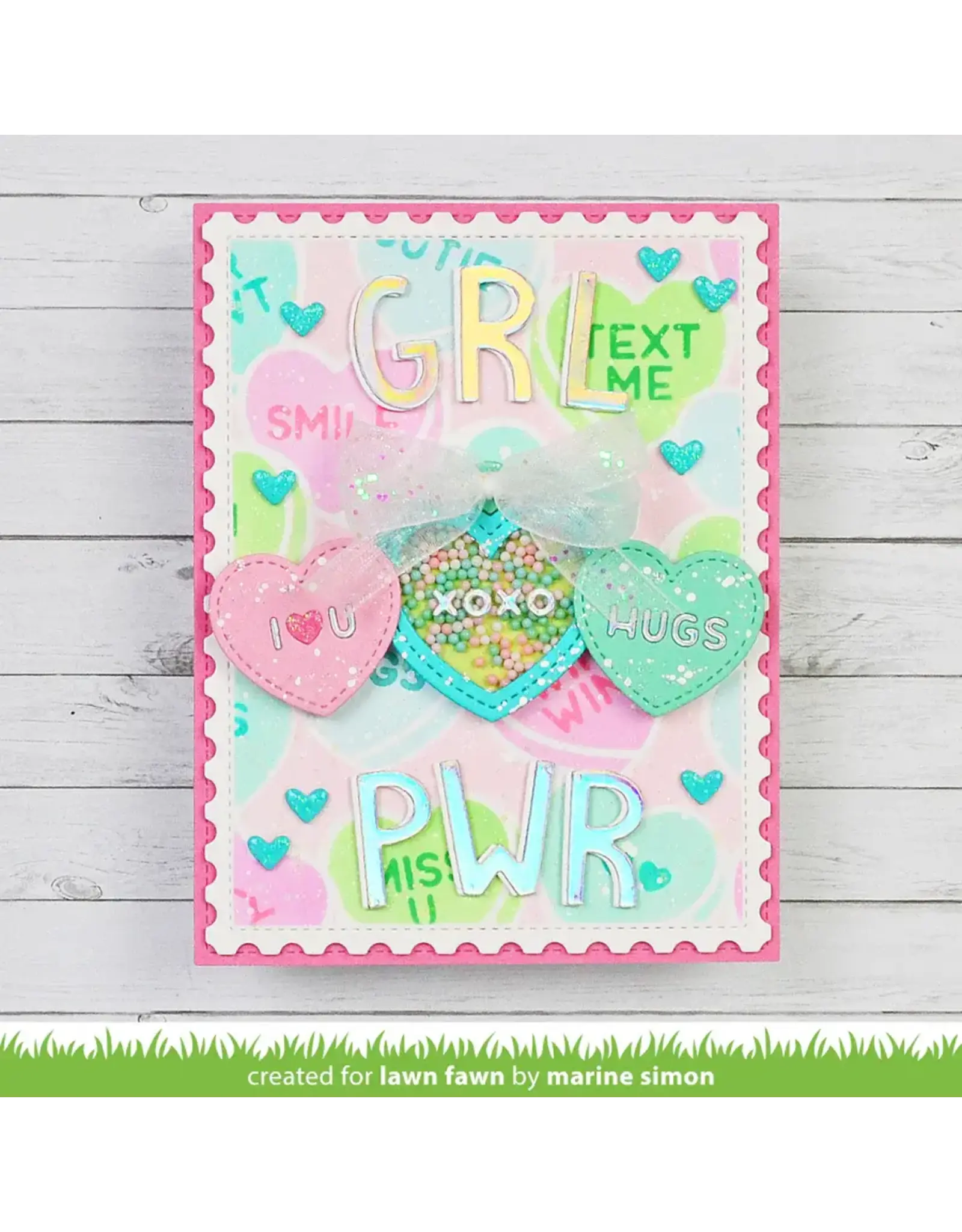 LAWN FAWN LAWN FAWN CANDY HEARTS 6x6 STENCIL SET 5/PK