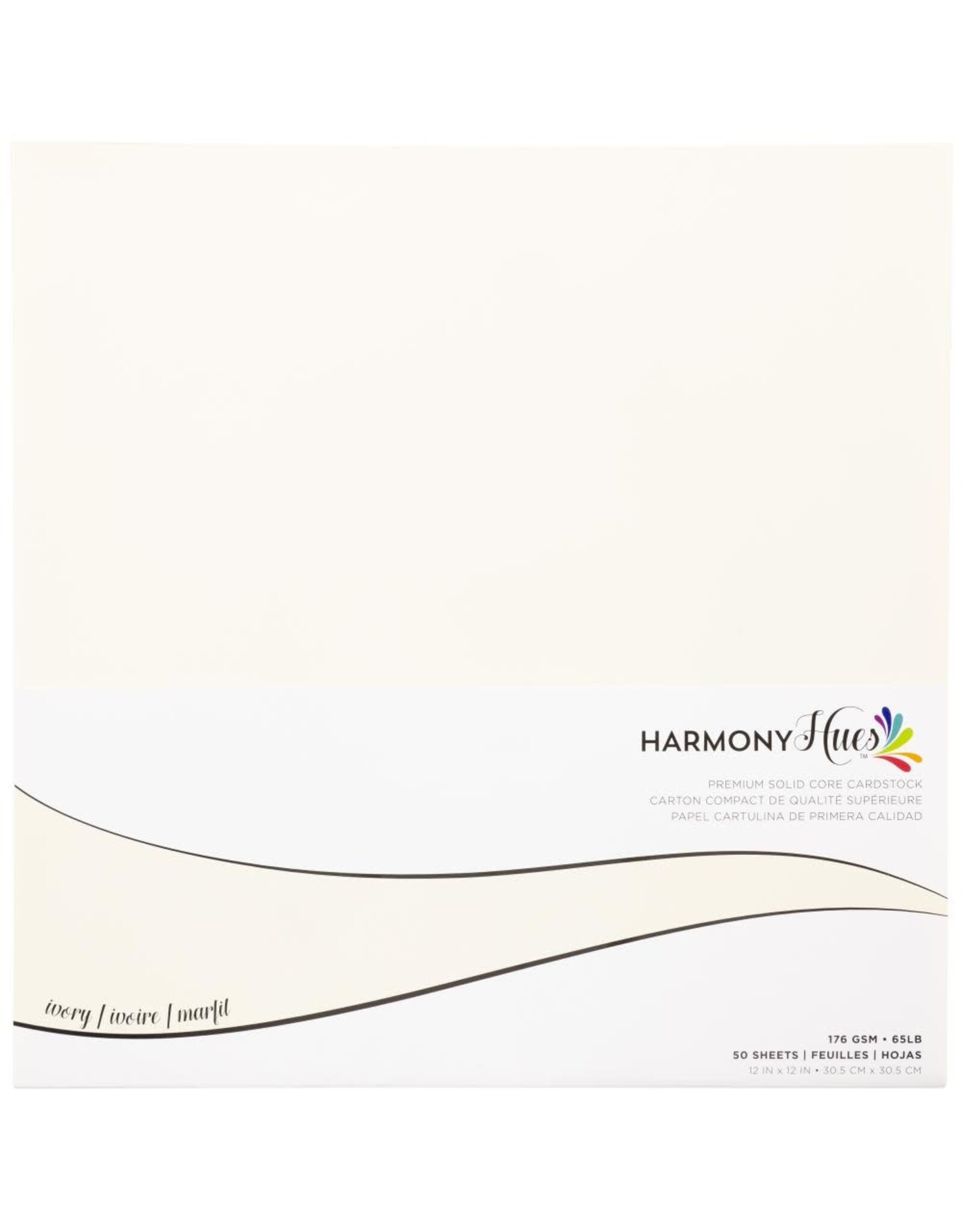 HARMONY PAPER HARMONY HUES IVORY 12x12 CARDSTOCK PACK 50 SHEETS
