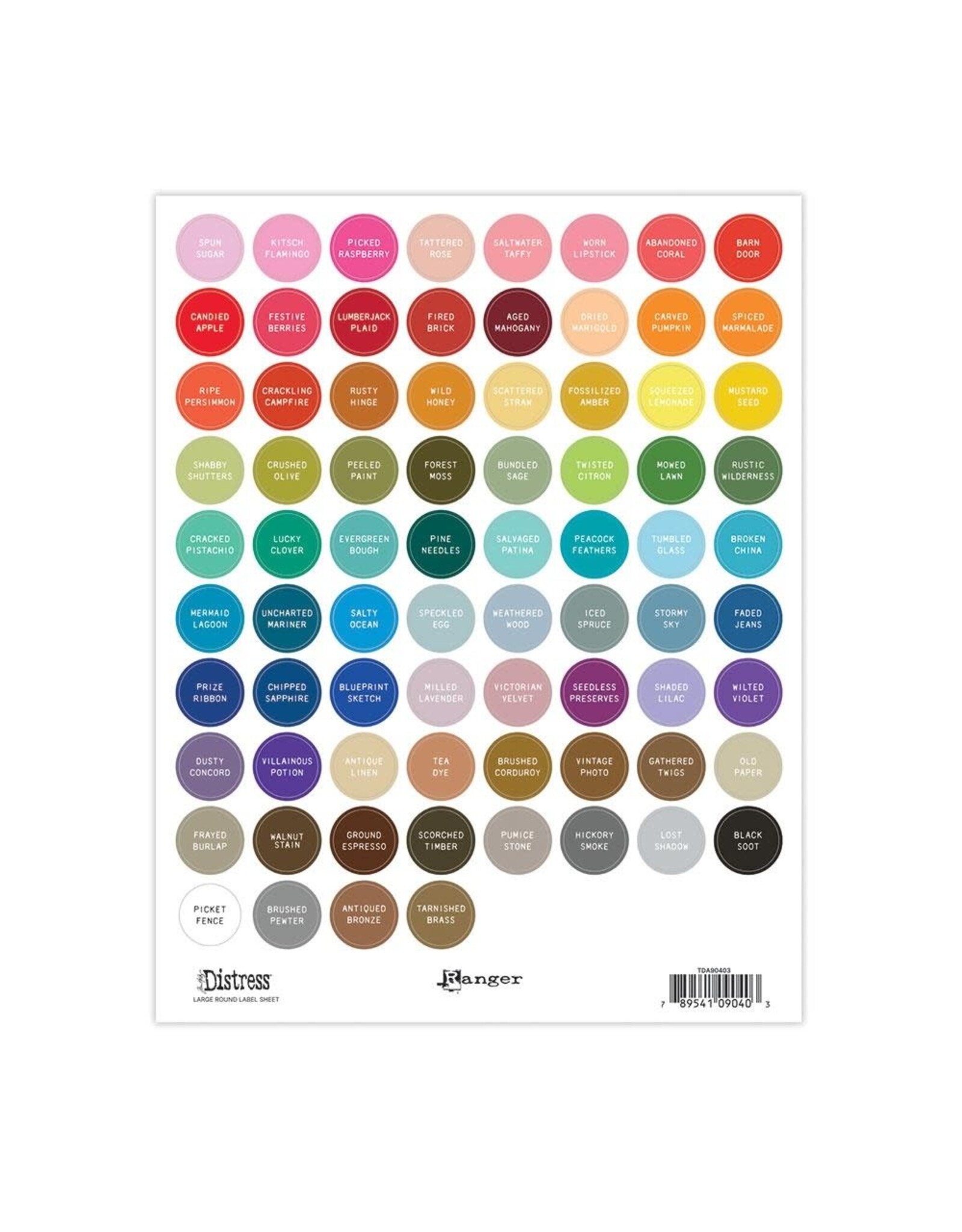 RANGER RANGER TIM HOLTZ DISTRESS INK PAD WHITE LABEL SHEETS ROUND