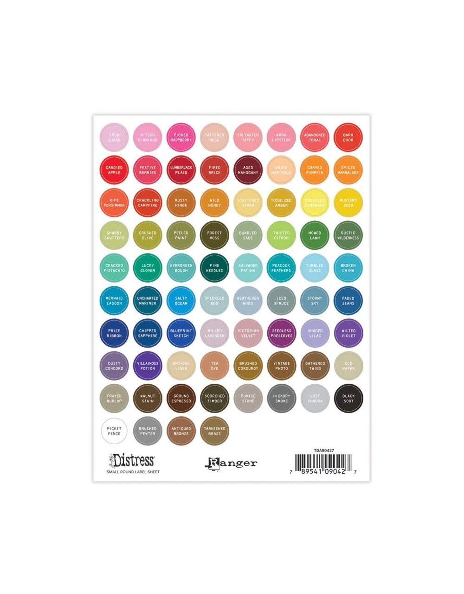 RANGER RANGER TIM HOLTZ DISTRESS INK PAD WHITE LABEL SHEETS SMALL ROUND