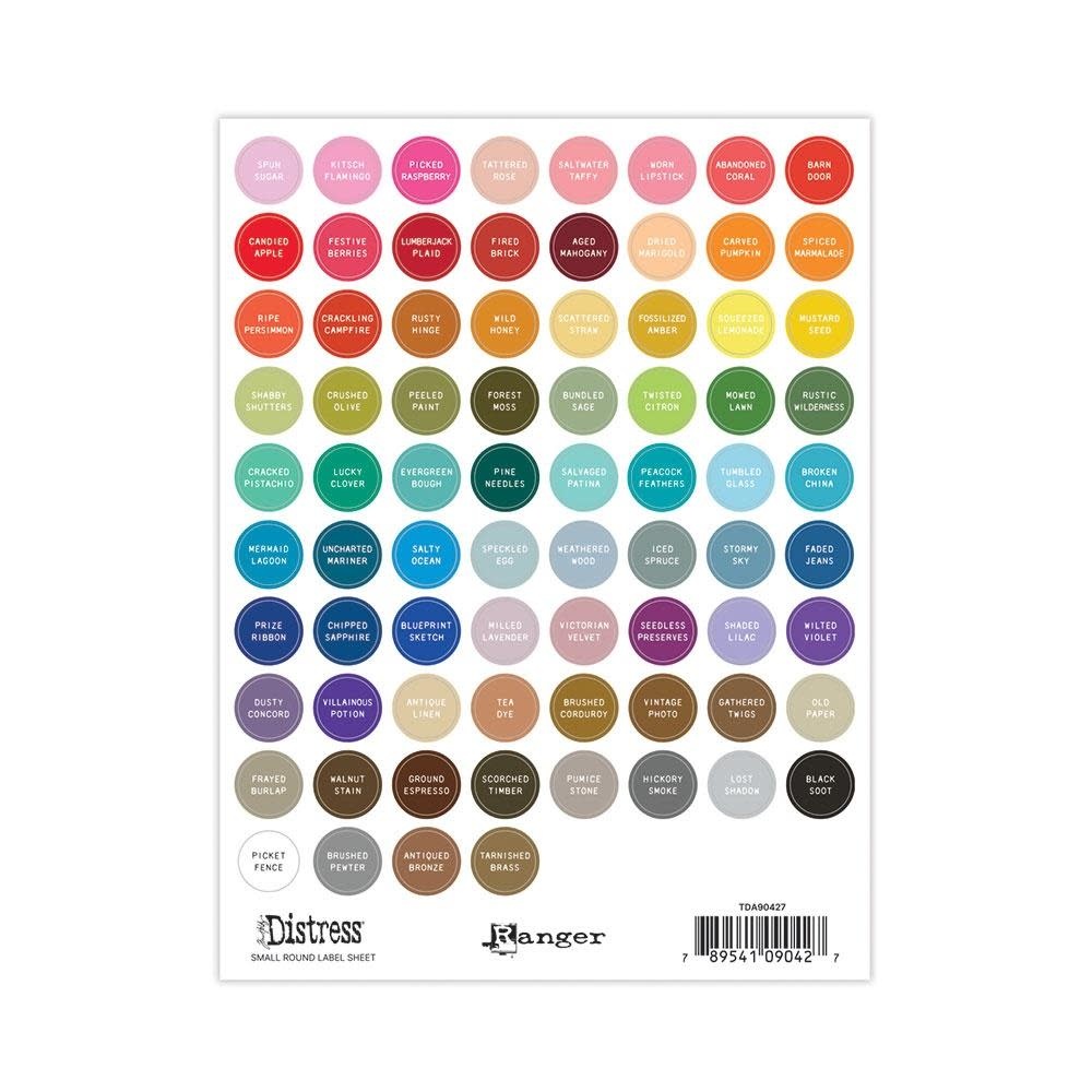RANGER RANGER TIM HOLTZ DISTRESS INK PAD WHITE LABEL SHEETS SMALL ROUND