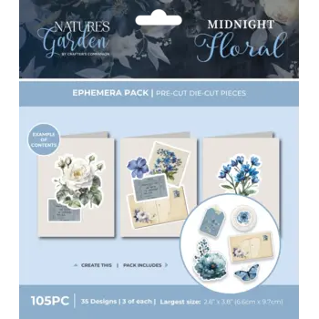 CRAFTERS COMPANION CRAFTER'S COMPANION NATURE'S GARDEN MIDNIGHT FLORAL EPHEMERA