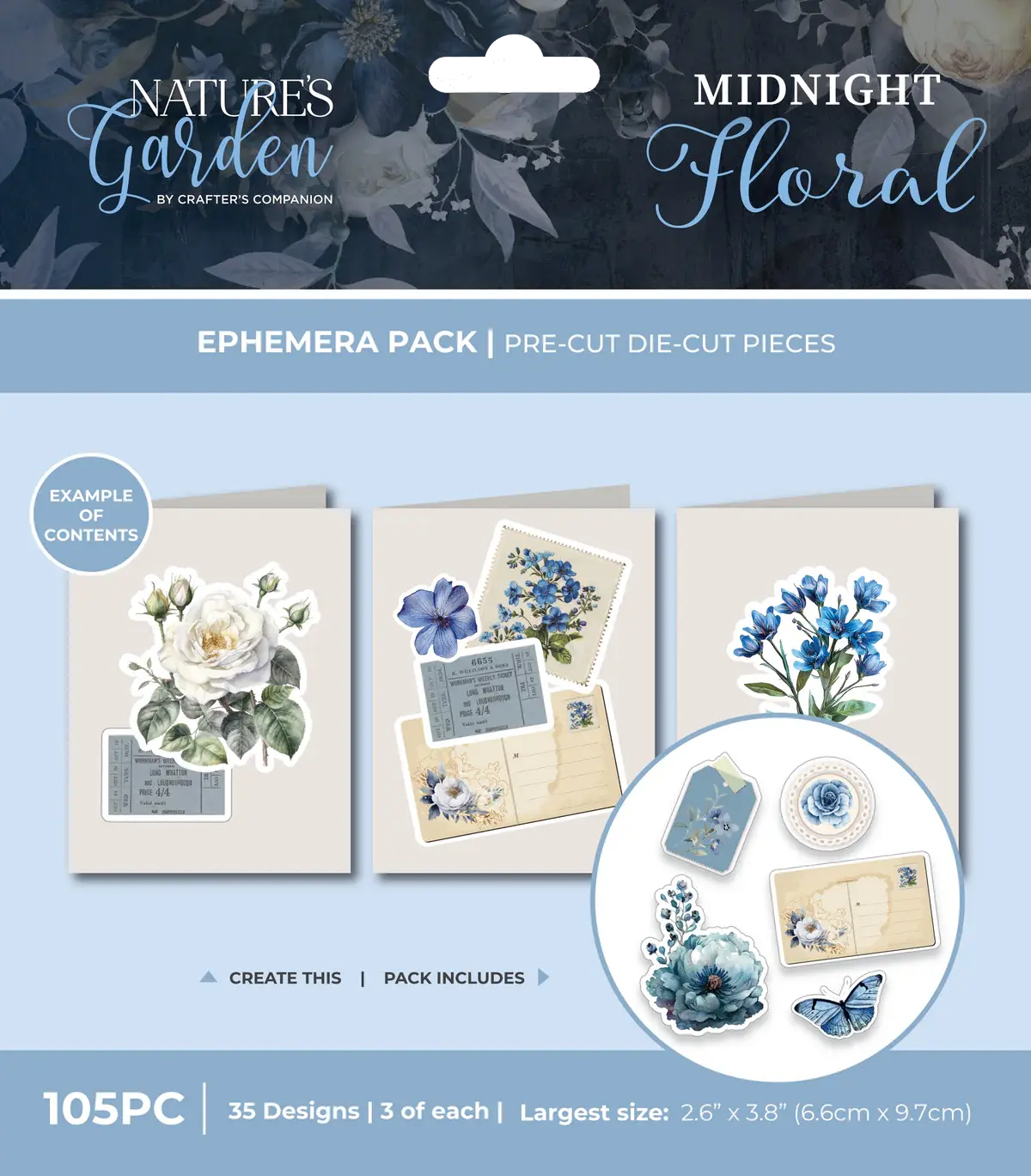 CRAFTERS COMPANION CRAFTER'S COMPANION NATURE'S GARDEN MIDNIGHT FLORAL EPHEMERA