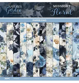 CRAFTERS COMPANION CRAFTERS COMPANION NATURE'S GARDEN MIDNIGHT FLORAL 12x12 PAPER PAD 36 SHEETS