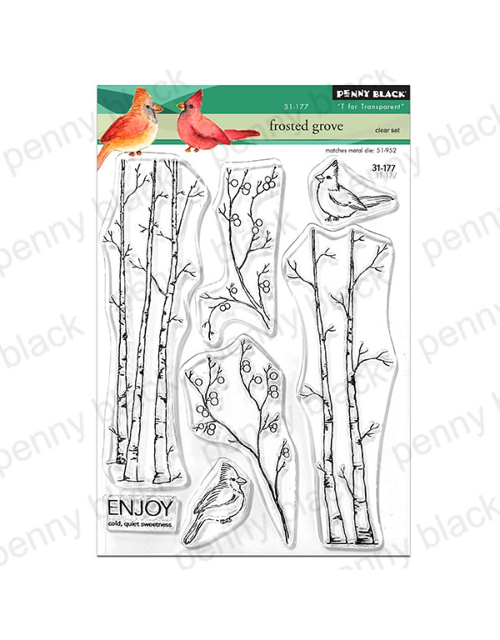 PENNY BLACK PENNY BLACK FROSTED GROVE CLEAR STAMP SET